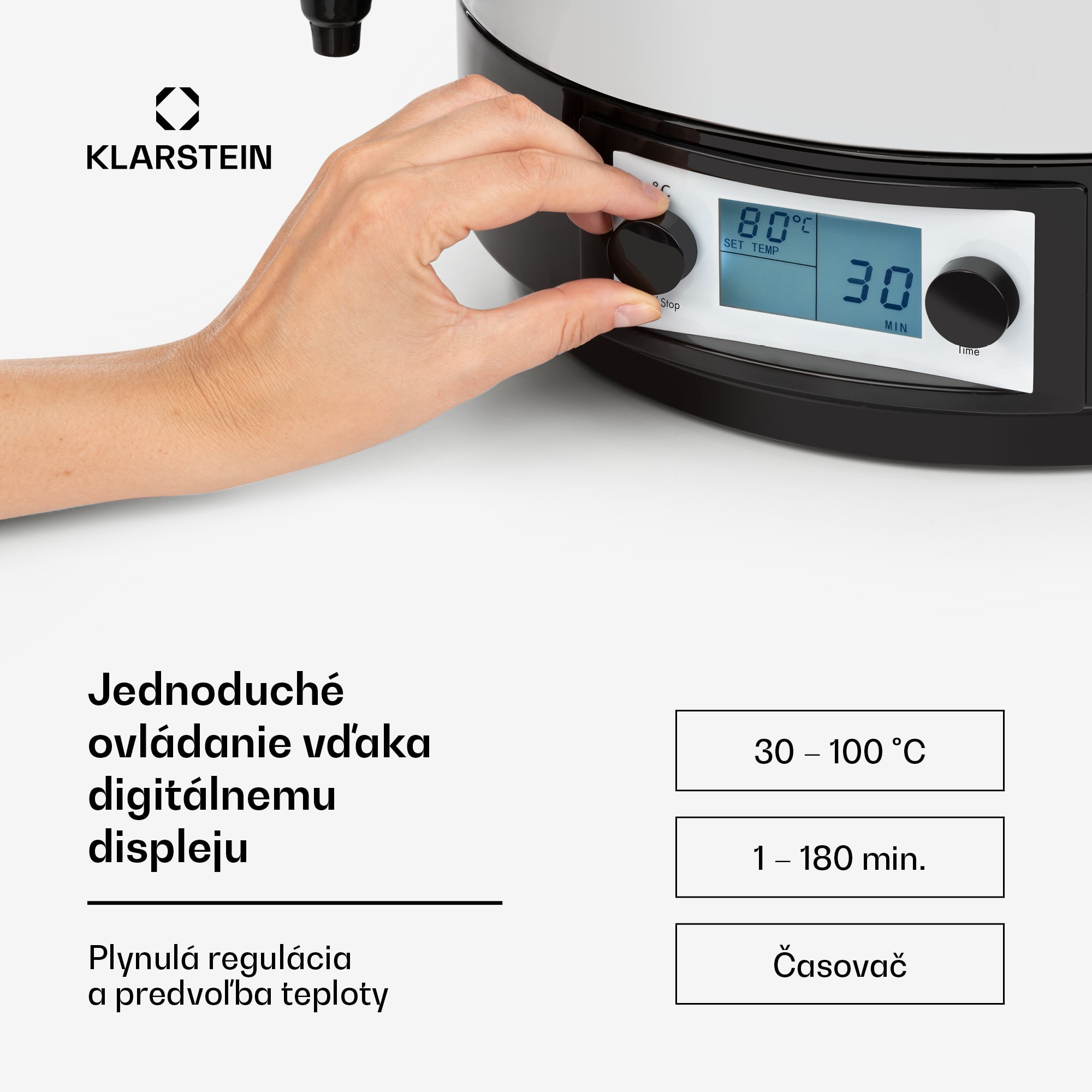 Klarstein KonfiStar 50, zavárací hrniec, dávkovač nápojov, 50 l, 2500 W, 100 °C, 180 min, digitálny – Obrázok 4