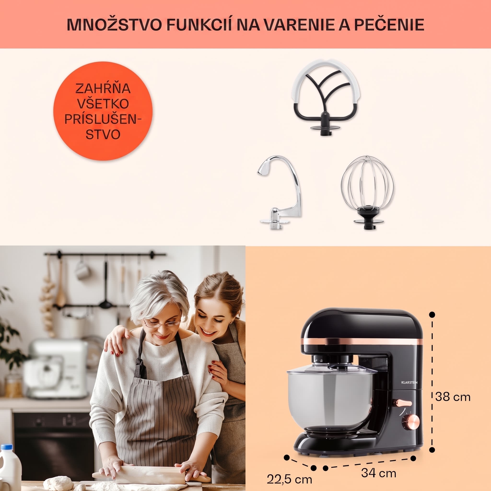 Klarstein Bella Elegance, kuchynský robot, 1800 W, 1,7 PS, 6 stupňov, 5 l – Obrázok 5