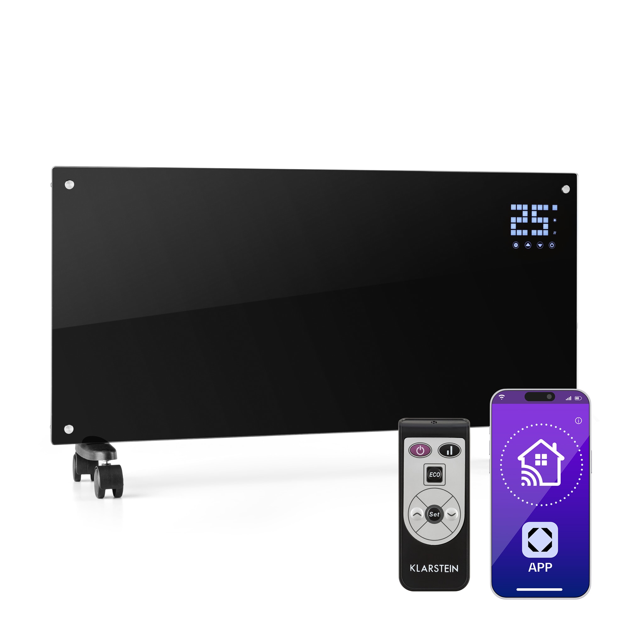 Klarstein Bornholm Smart, konvektor, 2000 W, WiFi, LED displej, časovač, IP24, čierny