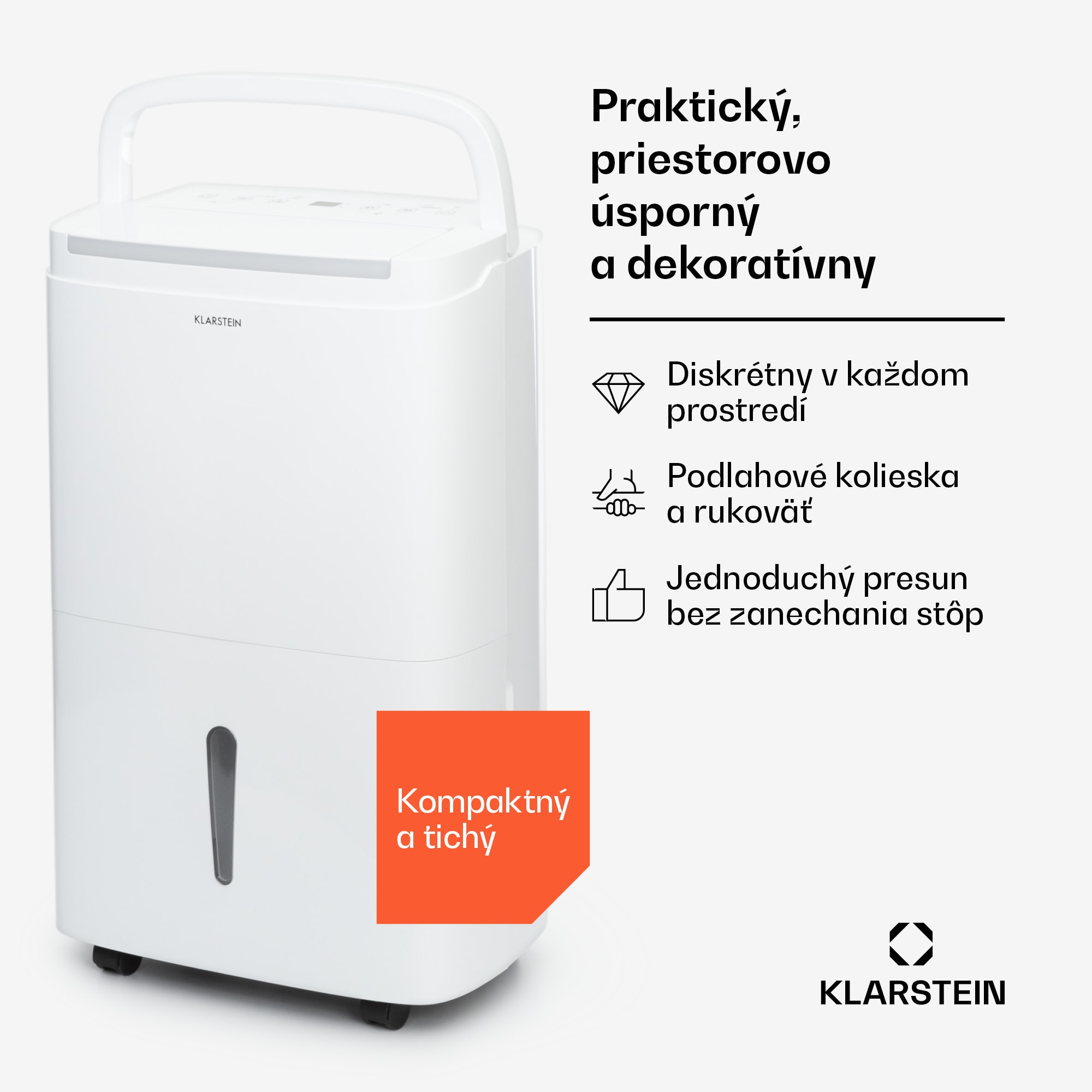 Klarstein DryFy Pro Connect Smart, Odvlhčovač vzduchu, WiFi, Kompresný, 30l/d, 25-35m², Biela – Obrázok 2