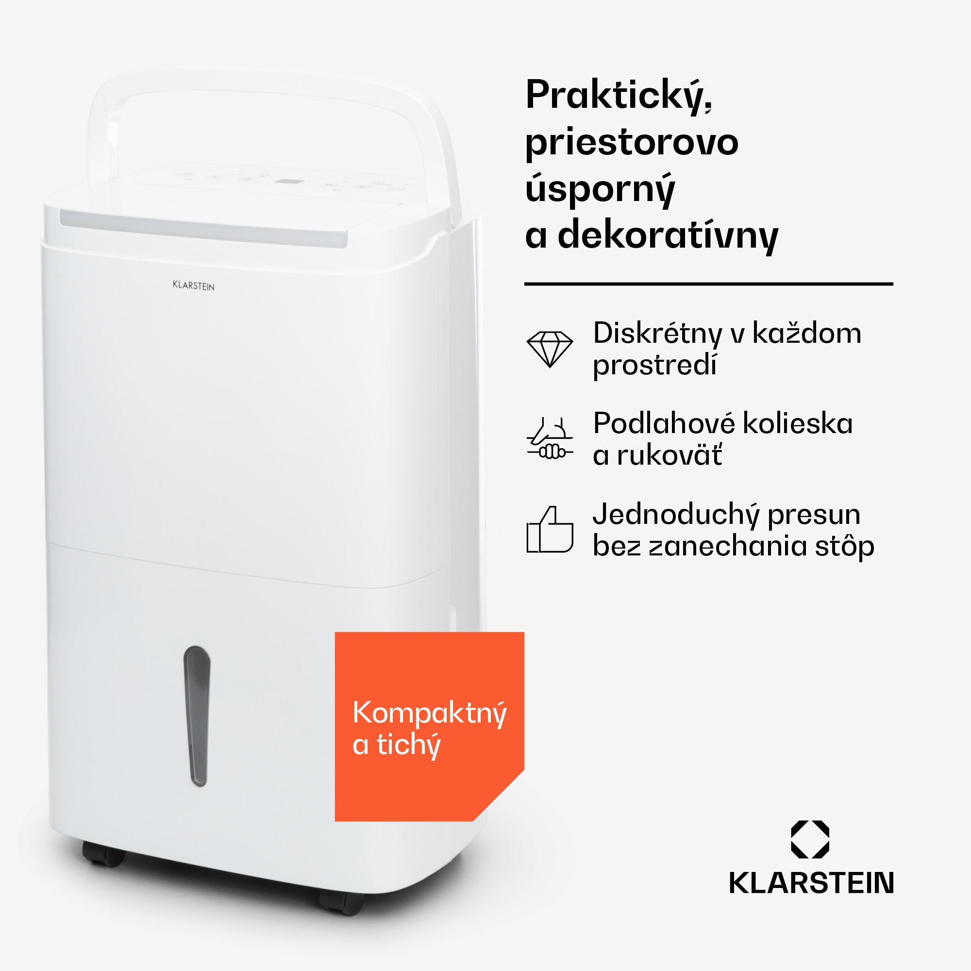 Klarstein DryFy Connect 40 Smart, Odvlhčovač vzduchu, WiFi, Kompresný, 40l/d, 35-45m², Biela – Obrázok 2
