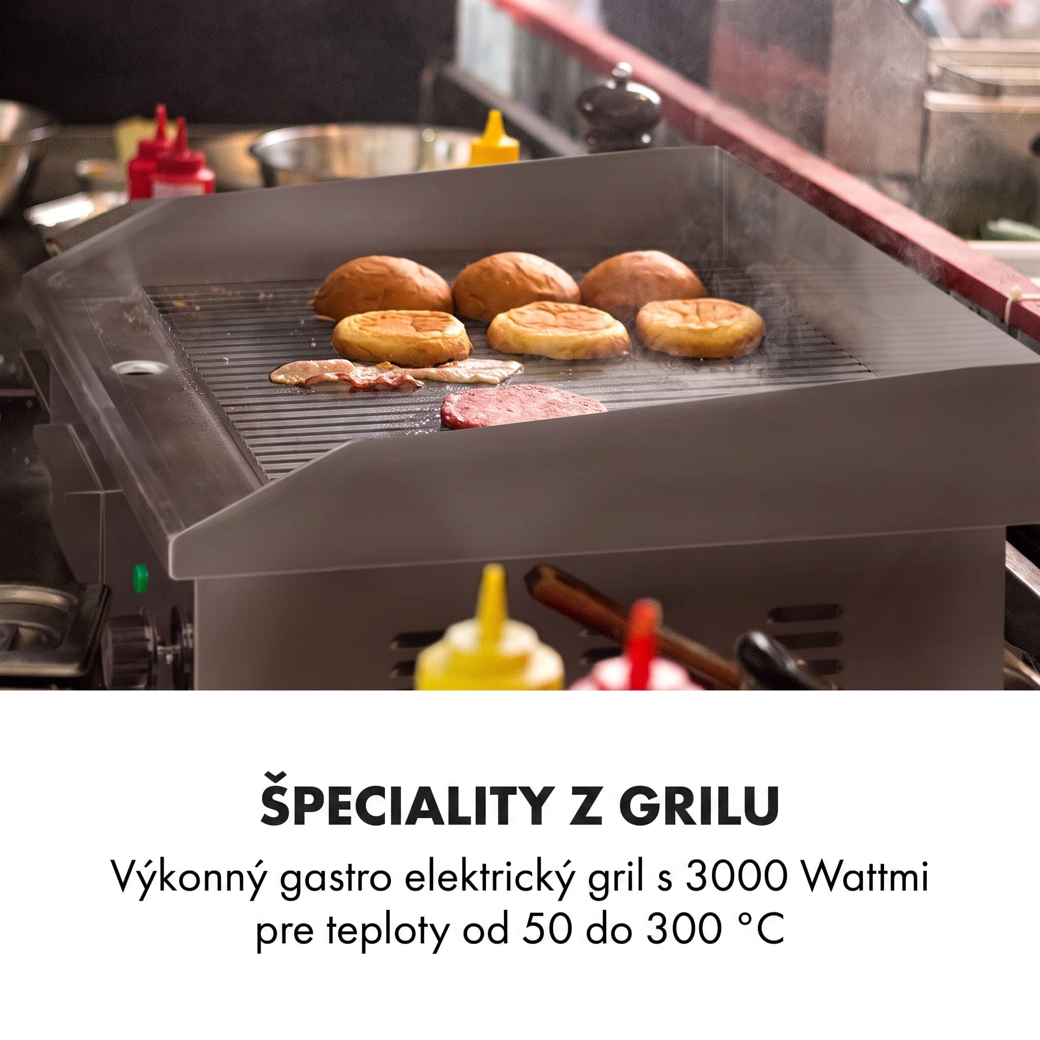 Klarstein Grillmeile 3000R, elektrický gril, 3000 W, grilovacia platňa 54,5 x 35 cm, rebrovaný – Obrázok 2