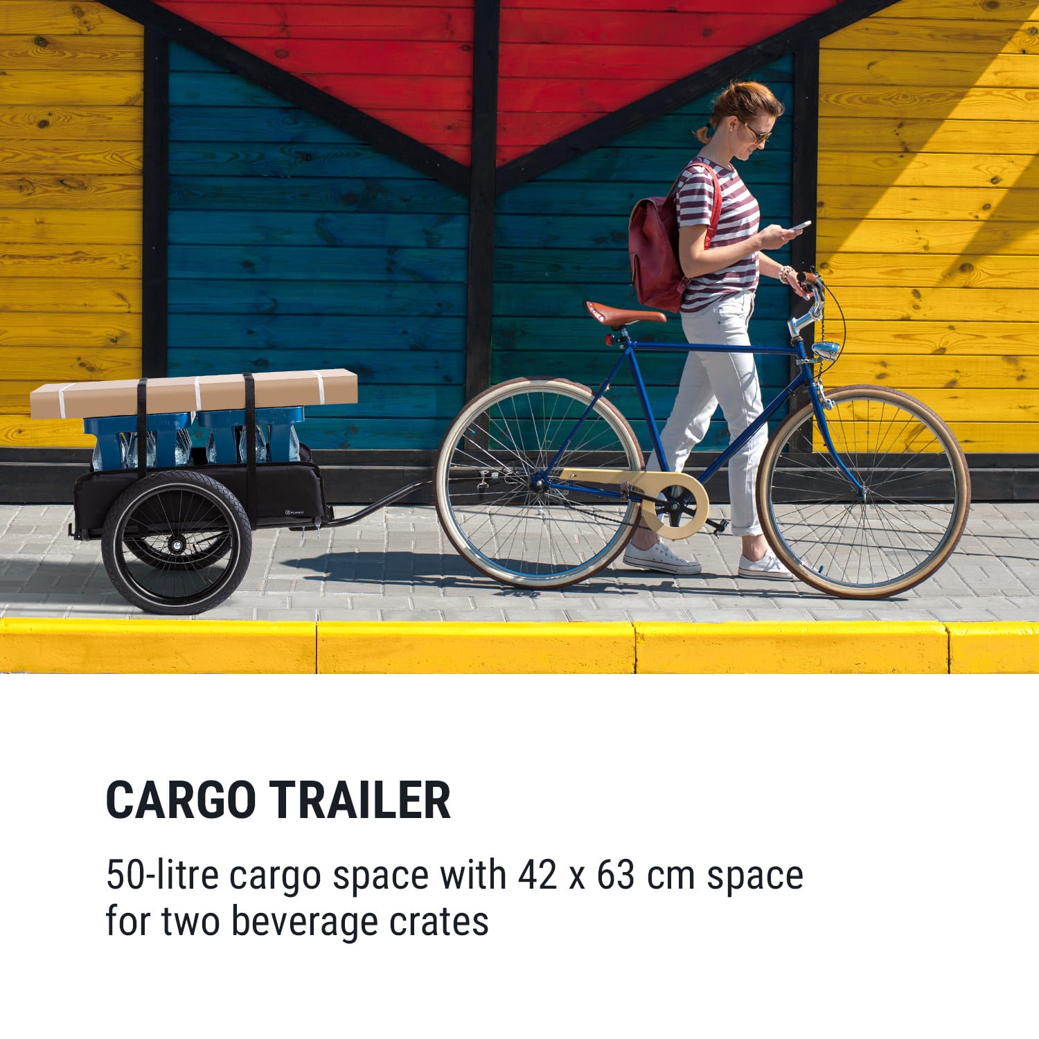 KLARFIT Companion, nákladný príves, 40kg/50litrov, príves na bicykle, ručný vozík, čierny – Obrázok 2