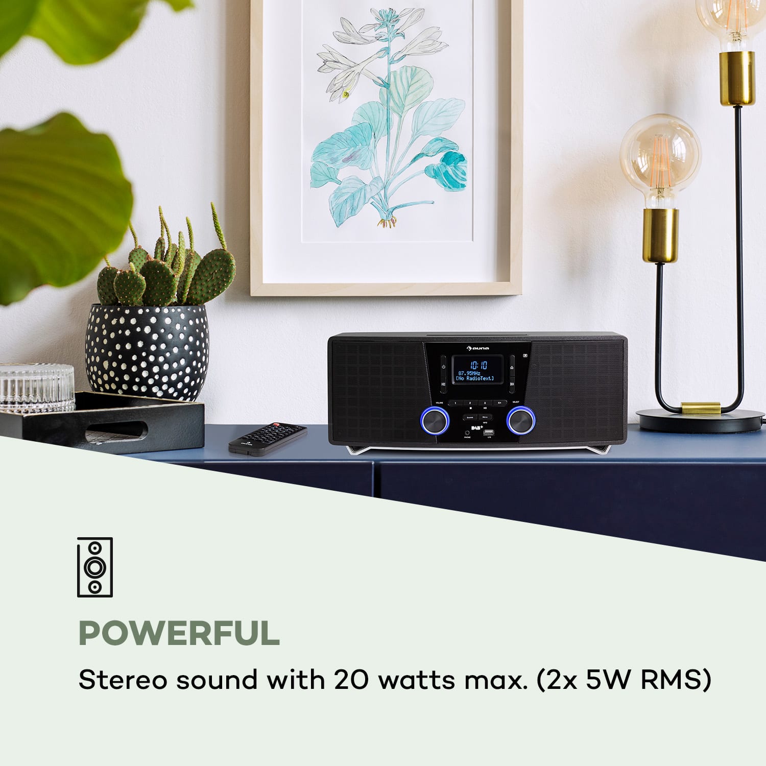 Auna Stockton, mikro stereo systém, max. 20W, DAB+, UKW, CD prehrávač, BT, OLED, čierny – Obrázok 2
