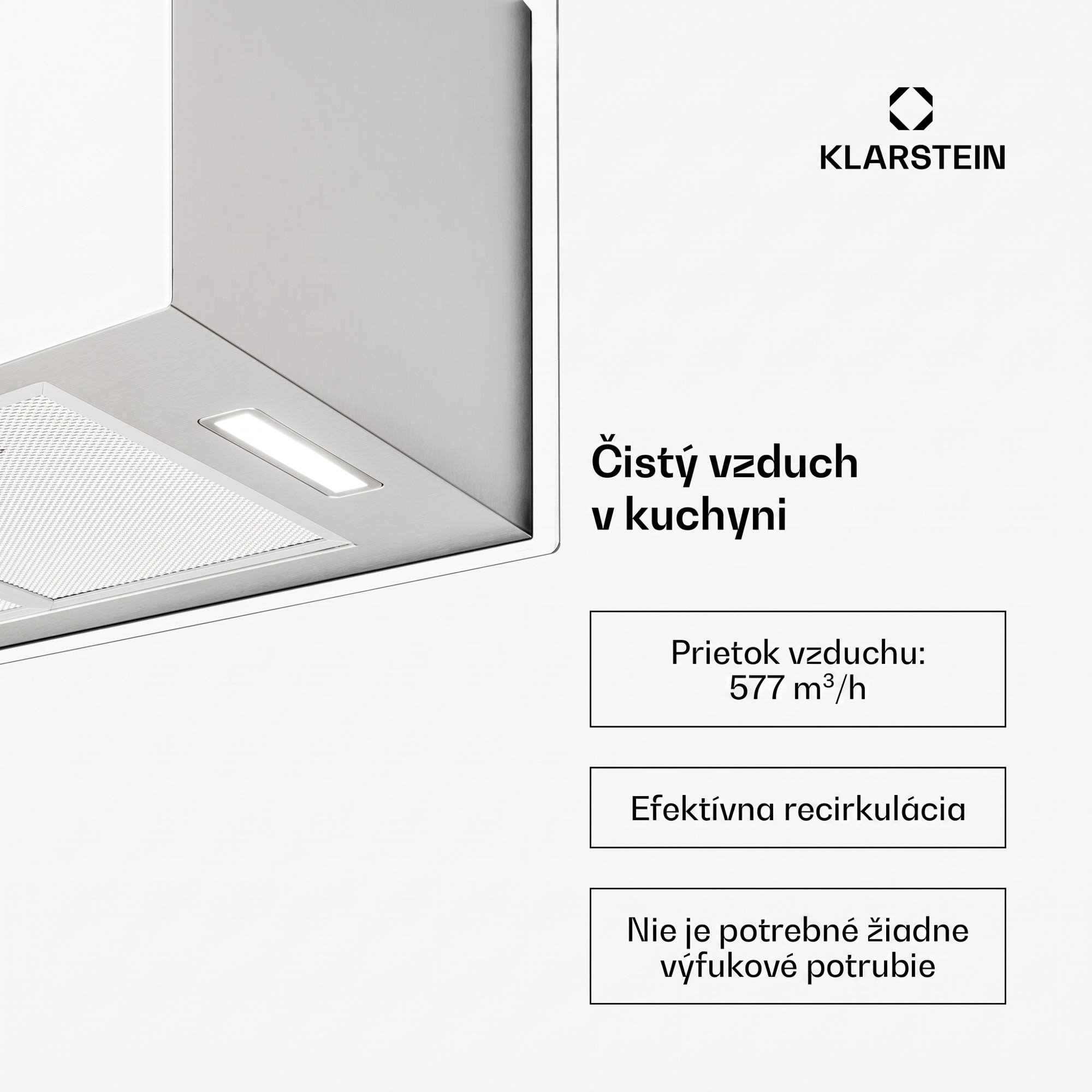 Klarstein Kronleuchter XL ostrovná digestorová kapucňa 90 cm recirkulácia 577 m³/h LED biela – Obrázok 3