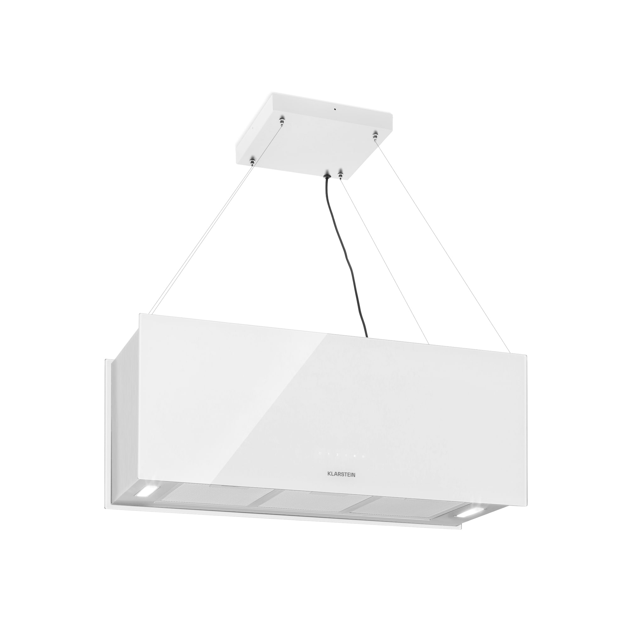 Klarstein Kronleuchter XL ostrovná digestorová kapucňa 90 cm recirkulácia 577 m³/h LED biela