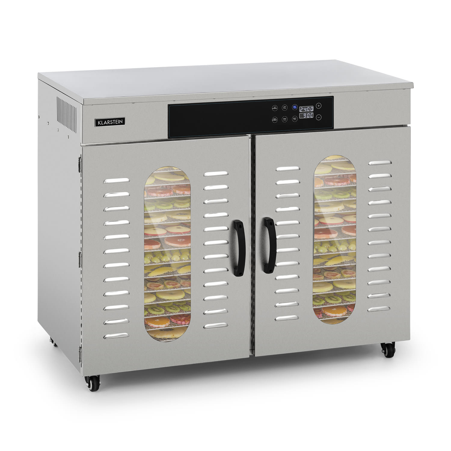 Klarstein Master Jerky 500, sušička potravín, 3000 W, 30 – 90 °C, 24 hod. časovač, nehrdzavejúca oceľ, strieborný