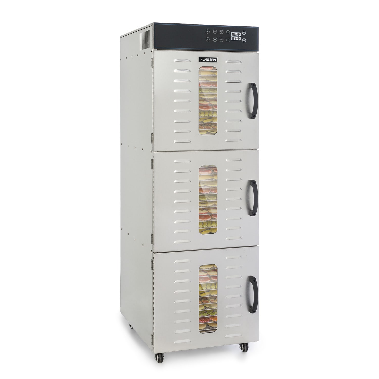 Klarstein Master Jerky 550, sušička potravín, 2400 W, 30 – 90 °C, 24 hod. časovač, nehrdzavejúca oceľ, strieborný