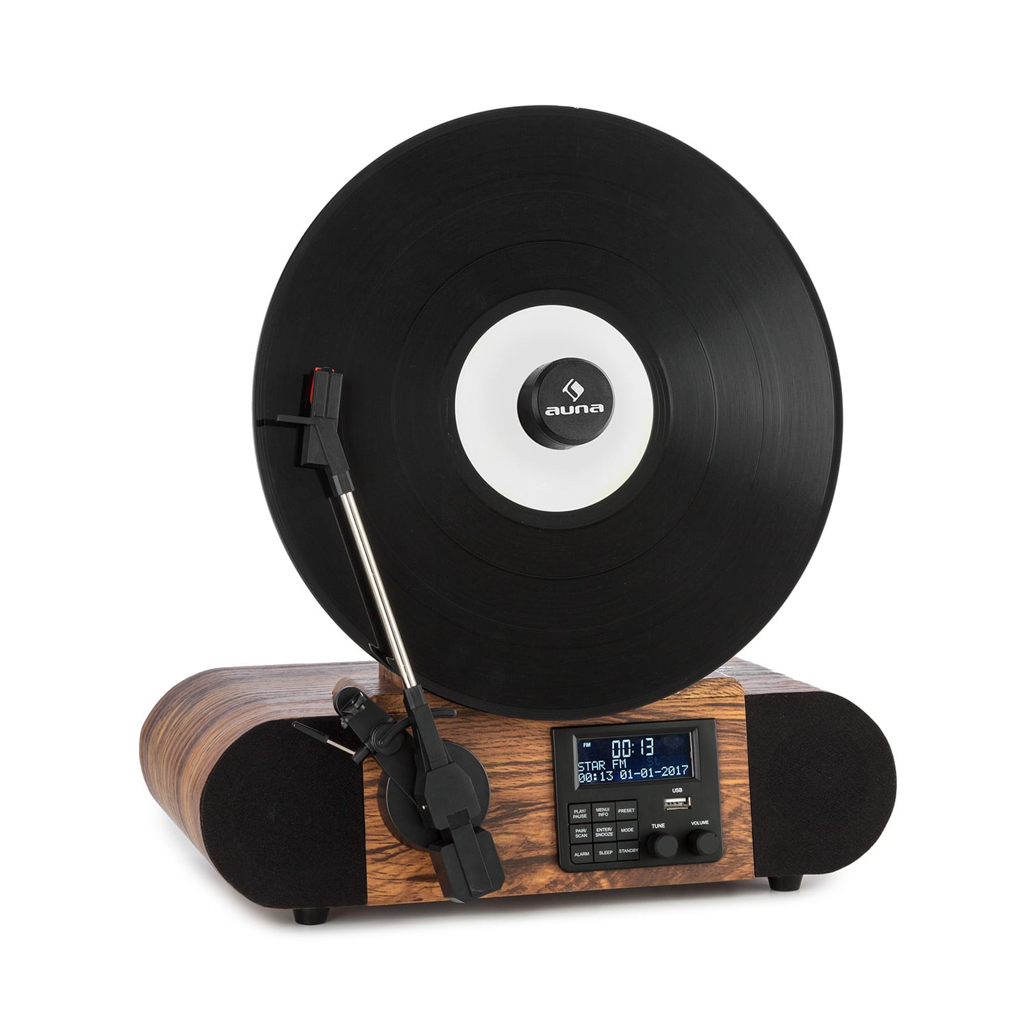 Auna Verticalo SE DAB retro gramofón DAB+ UKW tuner USB BT AUX drevo