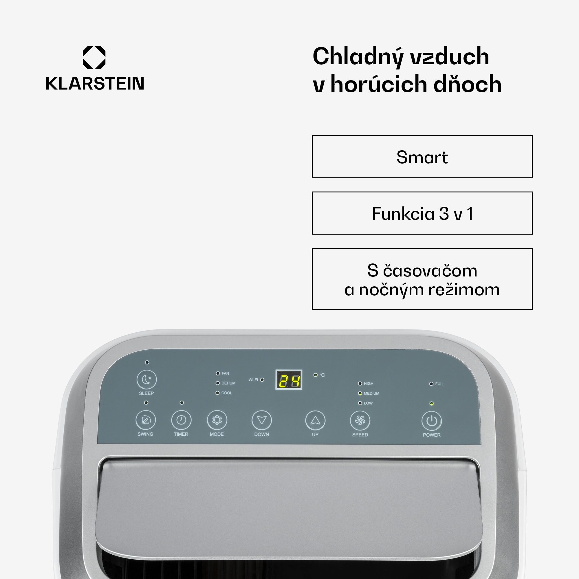 Klarstein Iceblock Smart 12K, mobilná klimatizácia 3 v 1, 12 000 BTU, ovládanie cez aplikáciu, biela – Obrázok 2