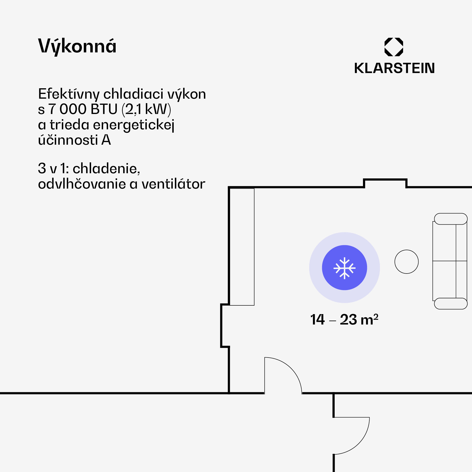 Klarstein Iceblock Ecosmart 7, mobilná klimatizácia 3 v 1, 7 000 BTU, ovládanie cez aplikáciu, biela – Obrázok 3