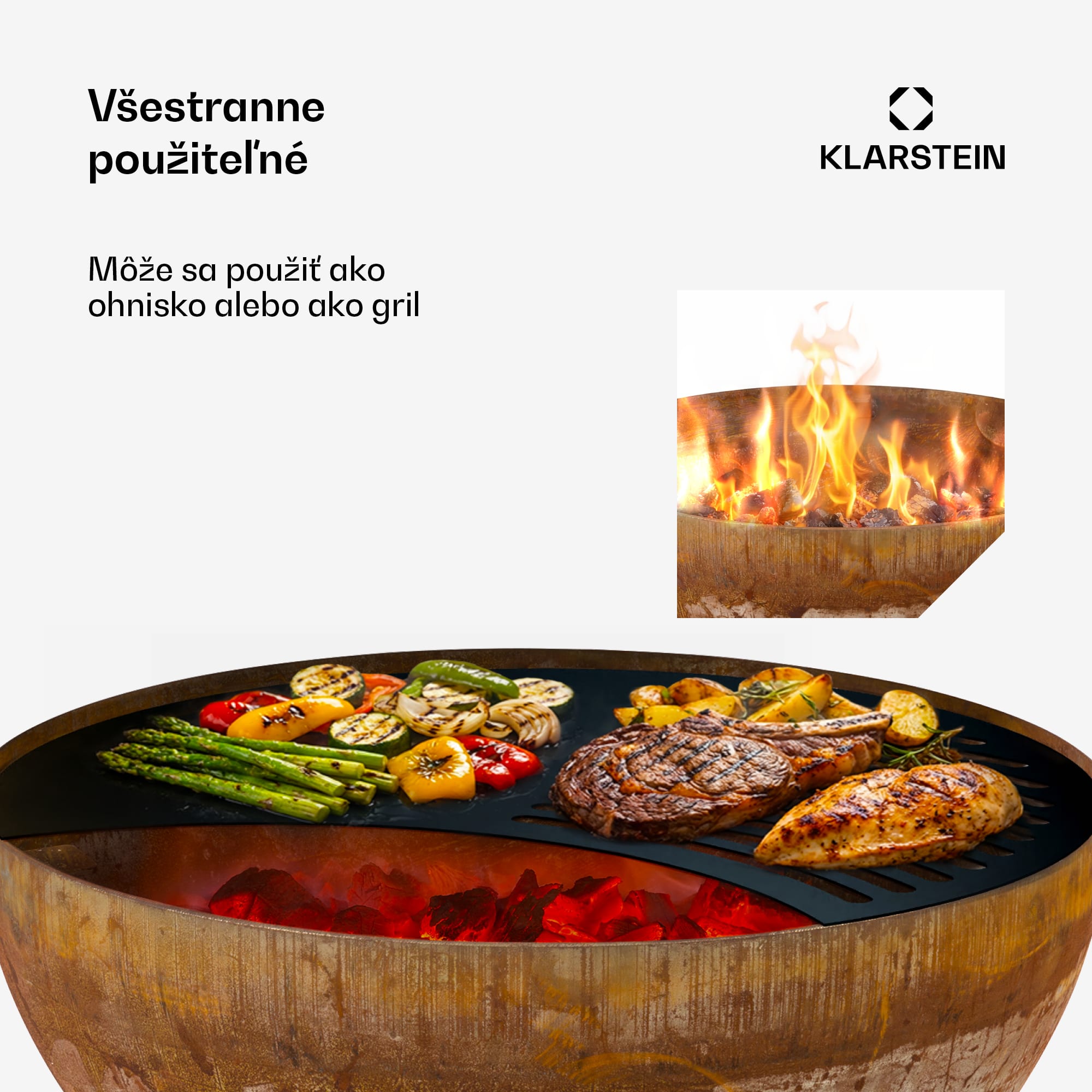 Blumfeldt Savage, ohnisko s grilom, Ø 60,5 cm, oceľ, ochranný kryt, hrdzavá – Obrázok 3
