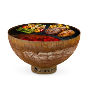 Blumfeldt Savage, ohnisko s grilom, Ø 60,5 cm, oceľ, ochranný kryt, hrdzavá