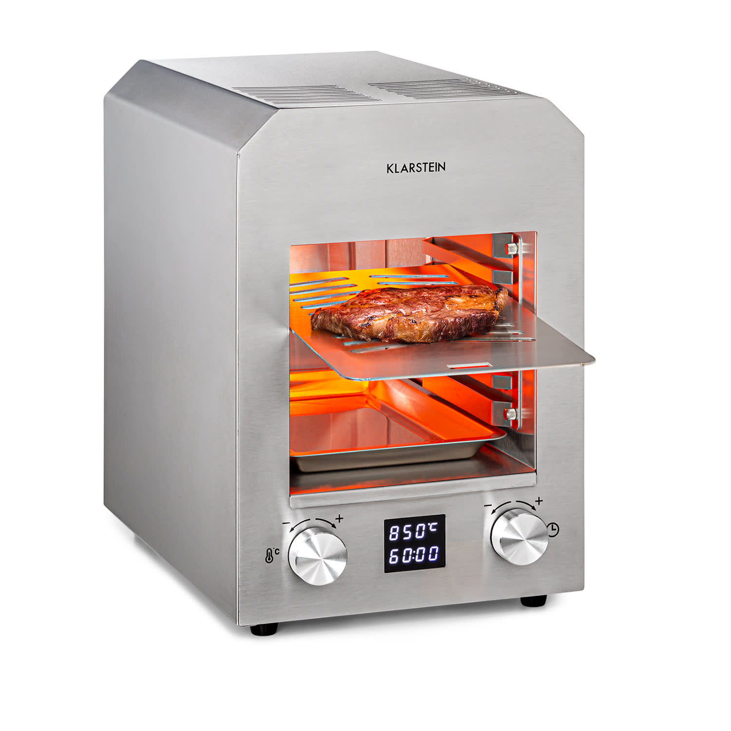 Klarstein Hannibal vysokoteplotný gril Indoor 2 200W 850°C nerez strieborný