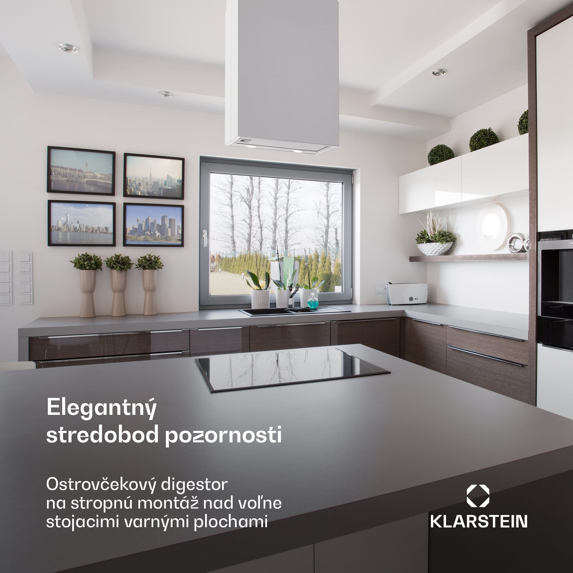 Klarstein Structura, digestor, 41 cm, ostrovčekový, 624 m³/h, A, LED, nehrdzaejúca oceľ, strieborný – Obrázok 2