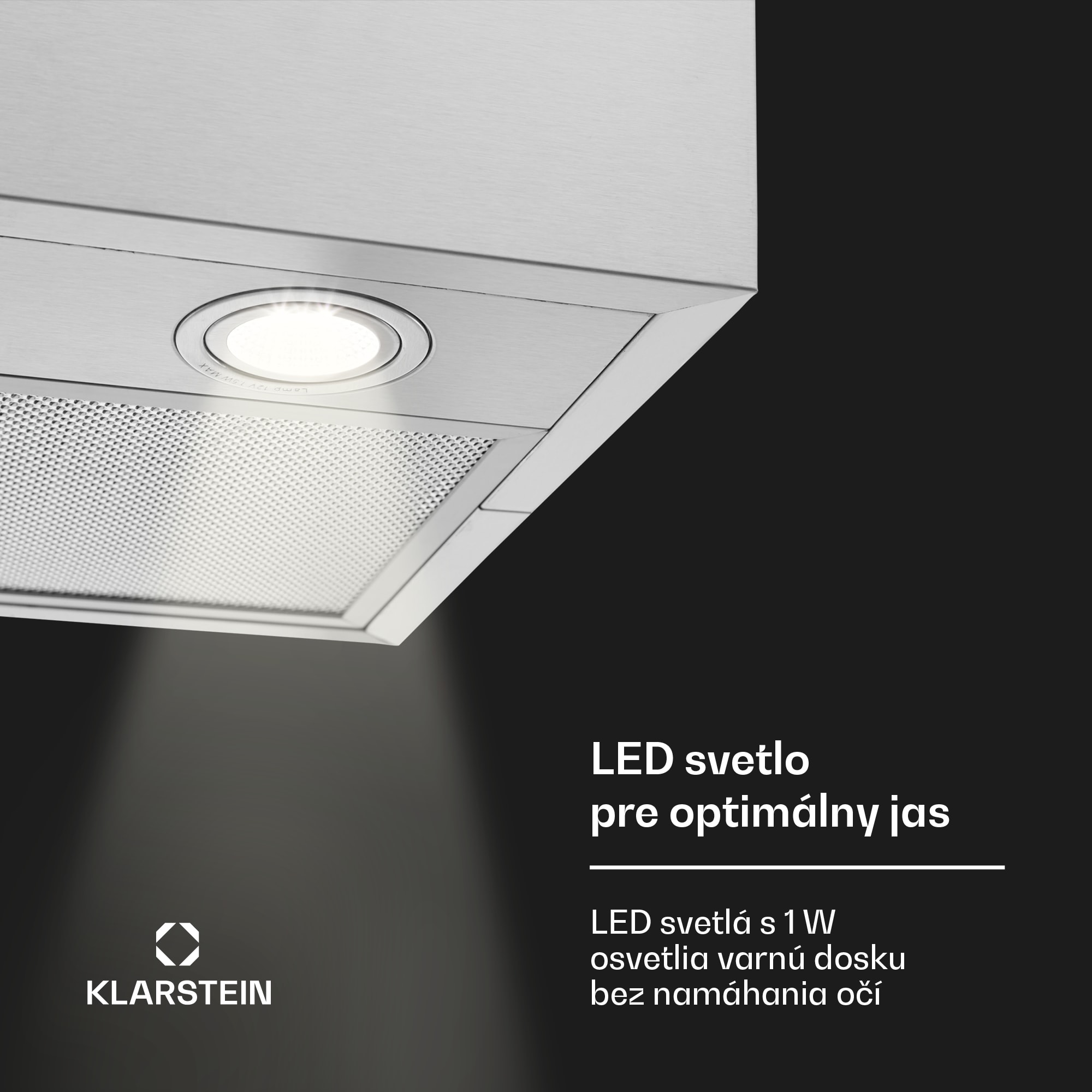 Klarstein Structura, digestor, 41 cm, ostrovčekový, 624 m³/h, A, LED, nehrdzaejúca oceľ, strieborný – Obrázok 5