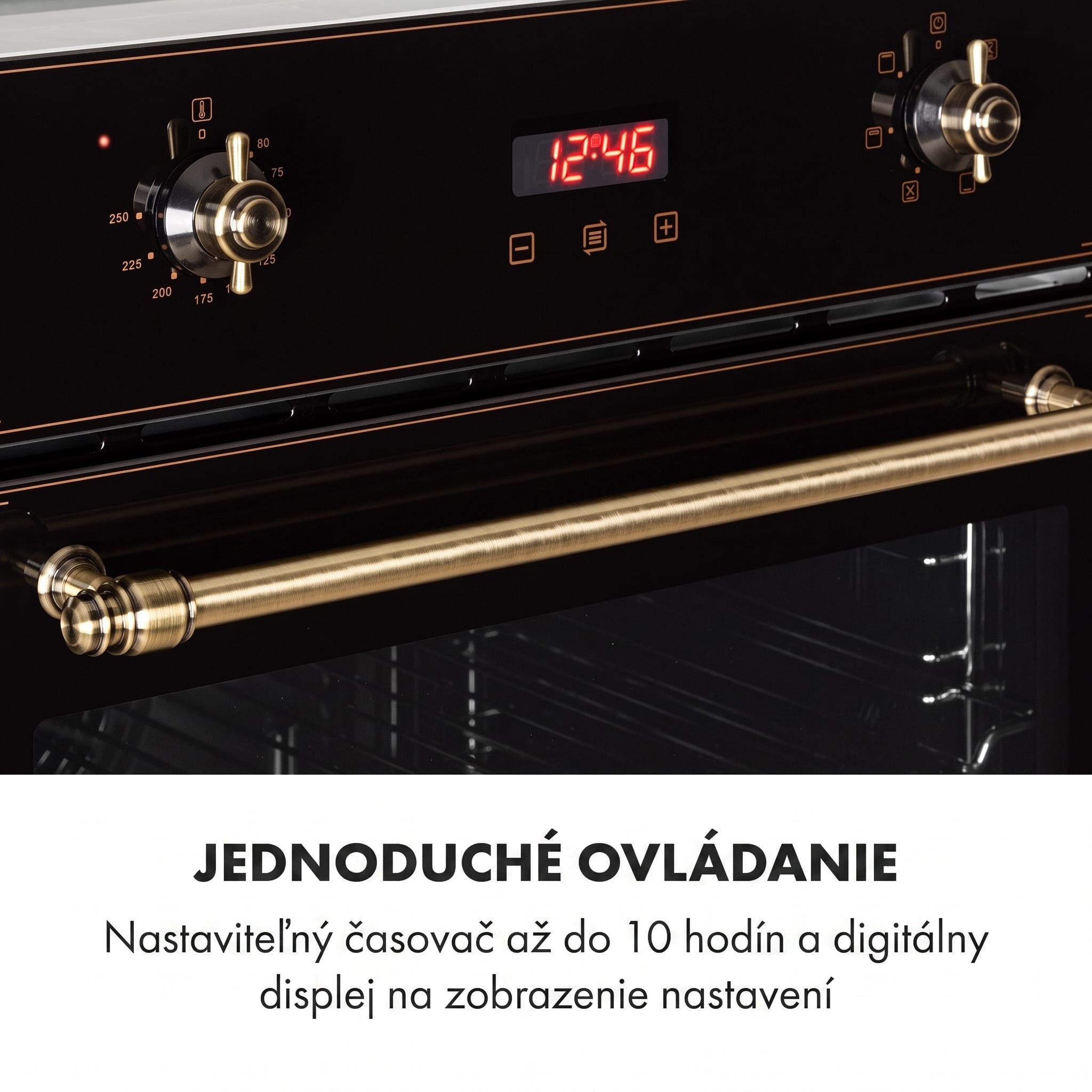 Klarstein Elizabeth, vstavaná rúra, retro dizajn, 6 funkcií, 50 – 250 °C, čierna – Obrázok 4