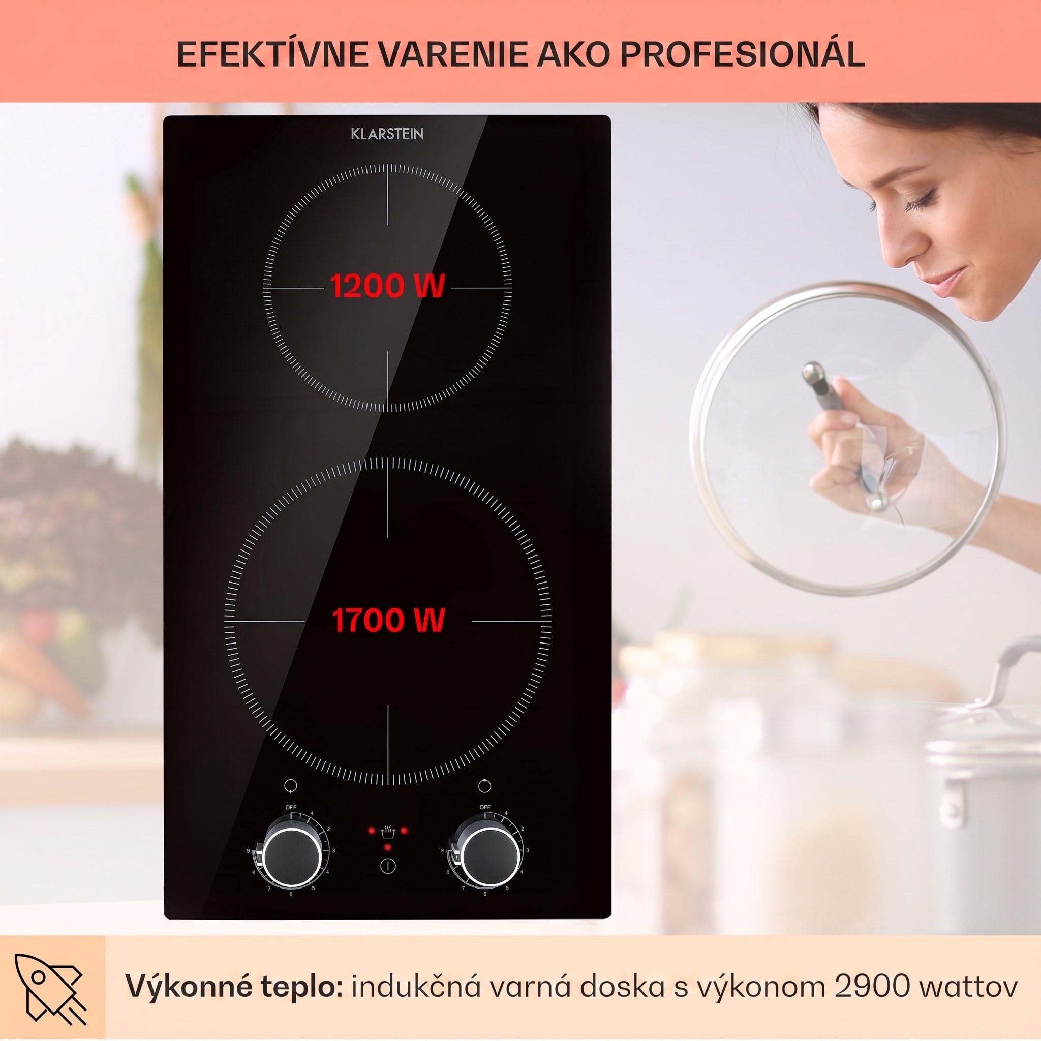 Klarstein Kochheld, indukčná varná doska, 2900 W, 2 zóny, otočné regulátory, sklo, čierna – Obrázok 3