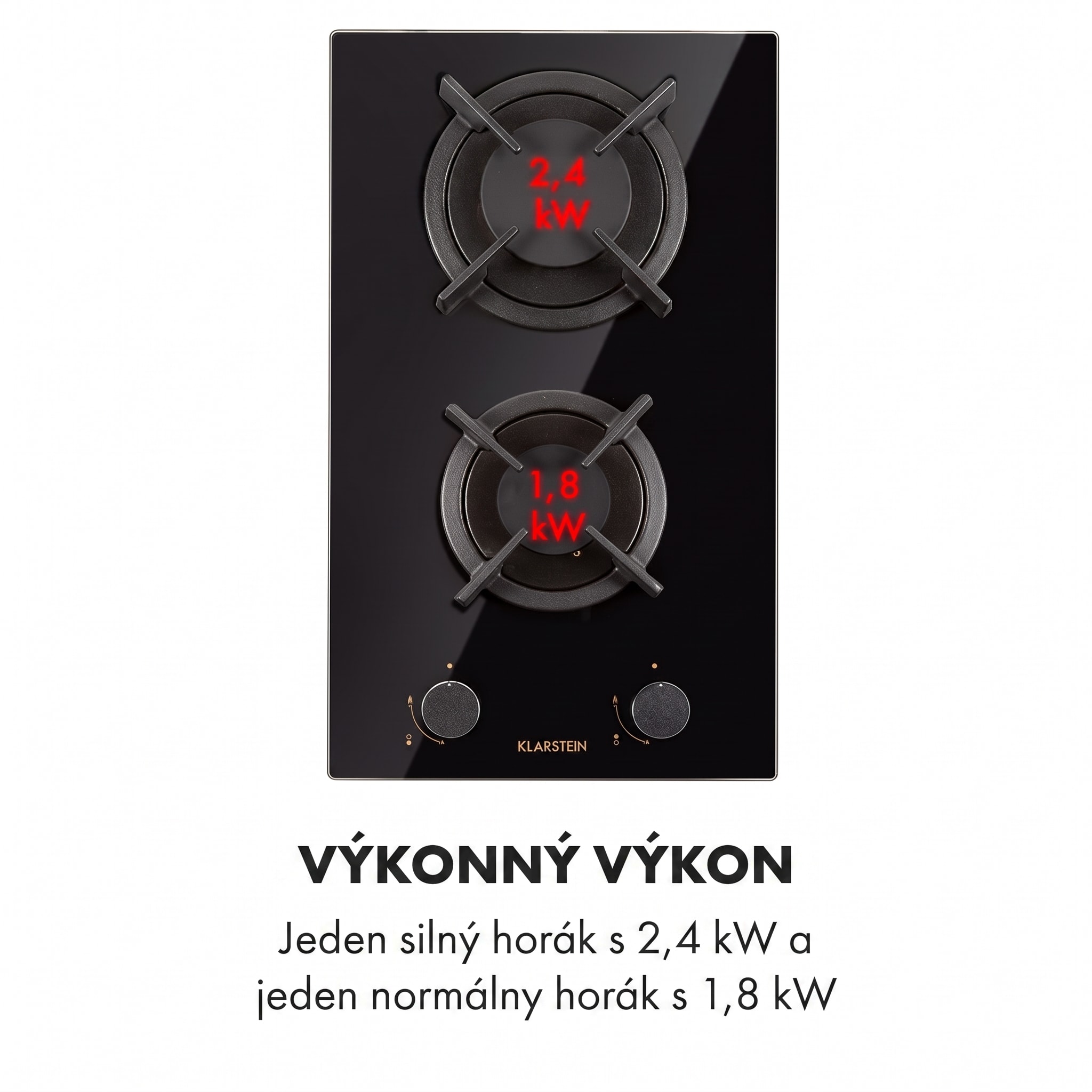 Klarstein Goldflame Domino, plynová varná doska, 2 mosadzné horáky, sklokeramika – Obrázok 5