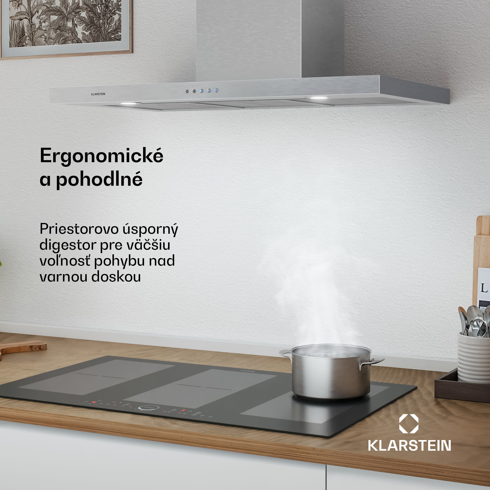 Klarstein Limelight, digestor, 90 cm, nástenný, 640 m³/h, strieborný – Obrázok 3