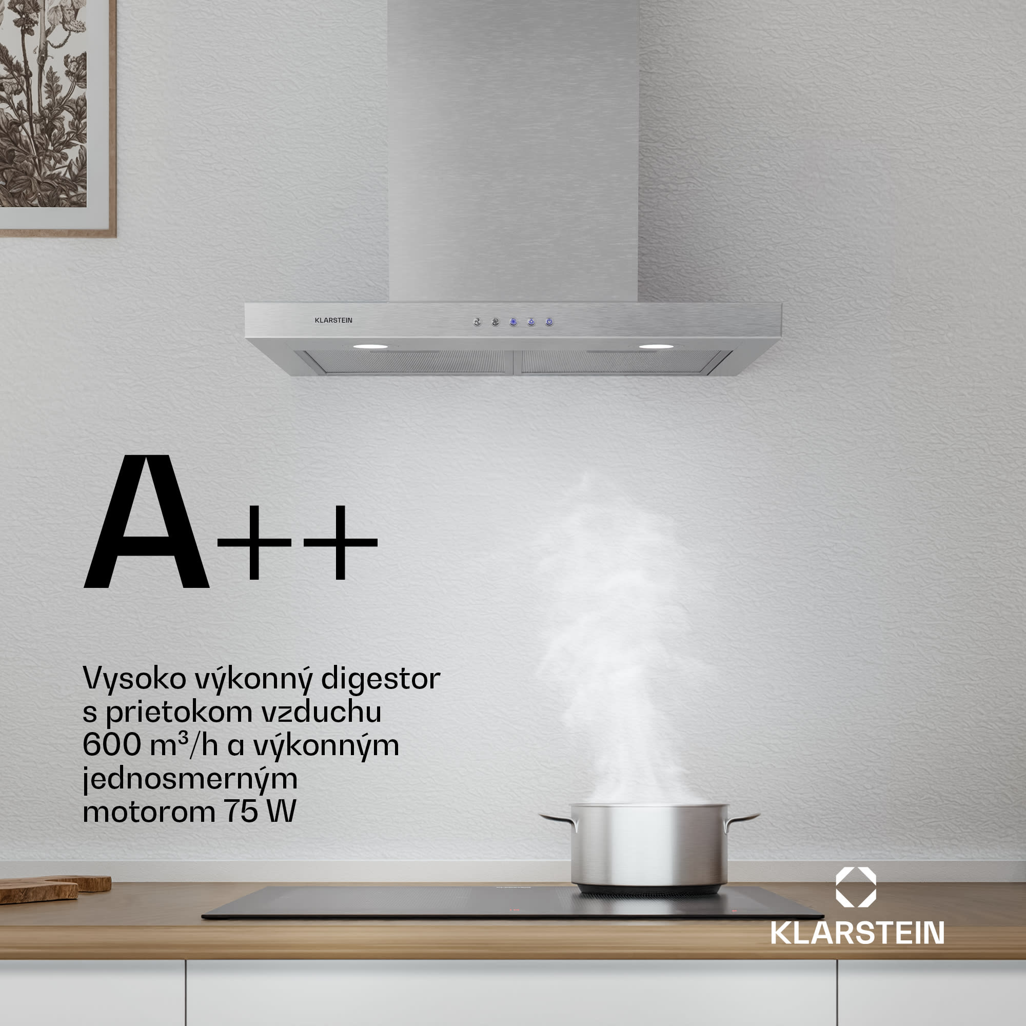 Klarstein Limelight, digestor, 60 cm, nástenný, 640 m³/h, strieborný – Obrázok 2