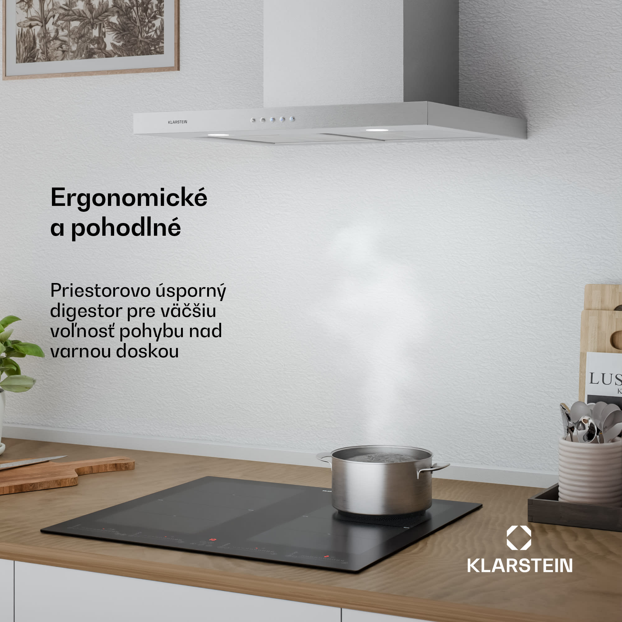 Klarstein Limelight, digestor, 60 cm, nástenný, 640 m³/h, strieborný – Obrázok 3