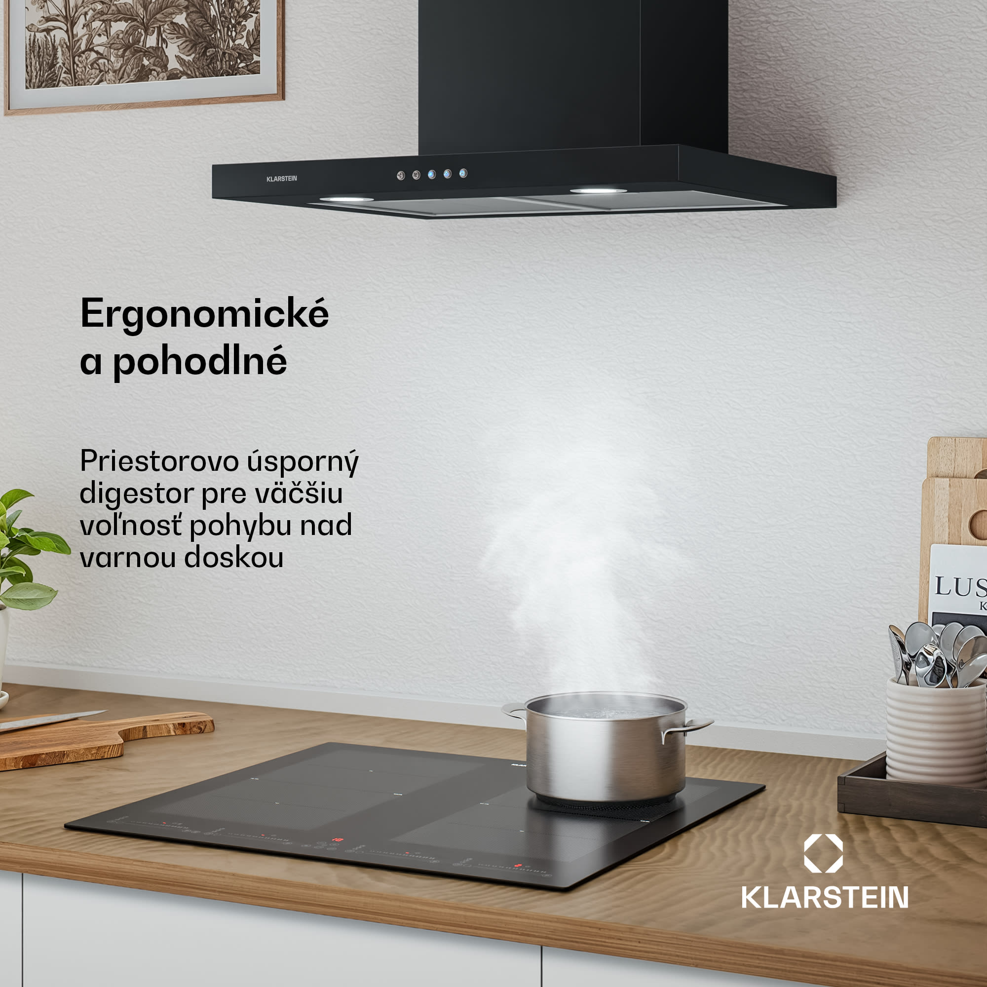 Klarstein Limelight, digestor, 60 cm, nástenný, 640 m³/h, čierny – Obrázok 3