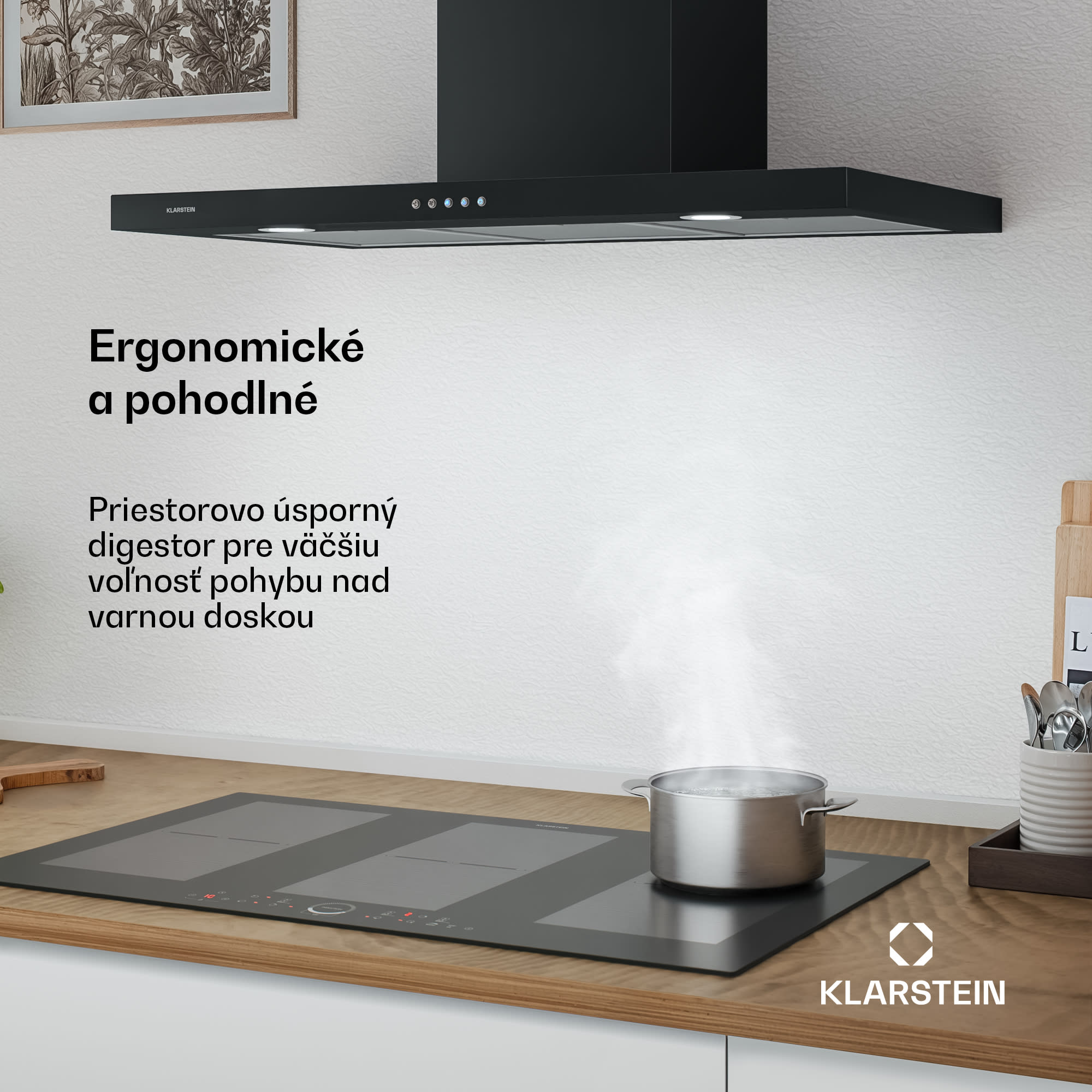 Klarstein Limelight, digestor, 90 cm, nástenný, 640 m³/h, čierny – Obrázok 3