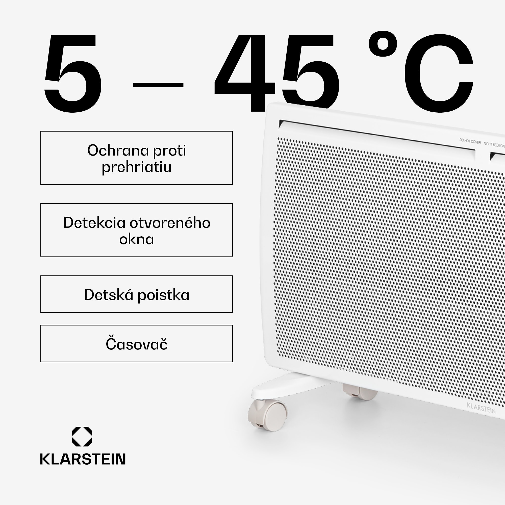 Klarstein Hot Spot Slimcurve Double Wave, konvektor, ohrievač 2 v 1, 2000 W, týždenný časovač, biely – Obrázok 4