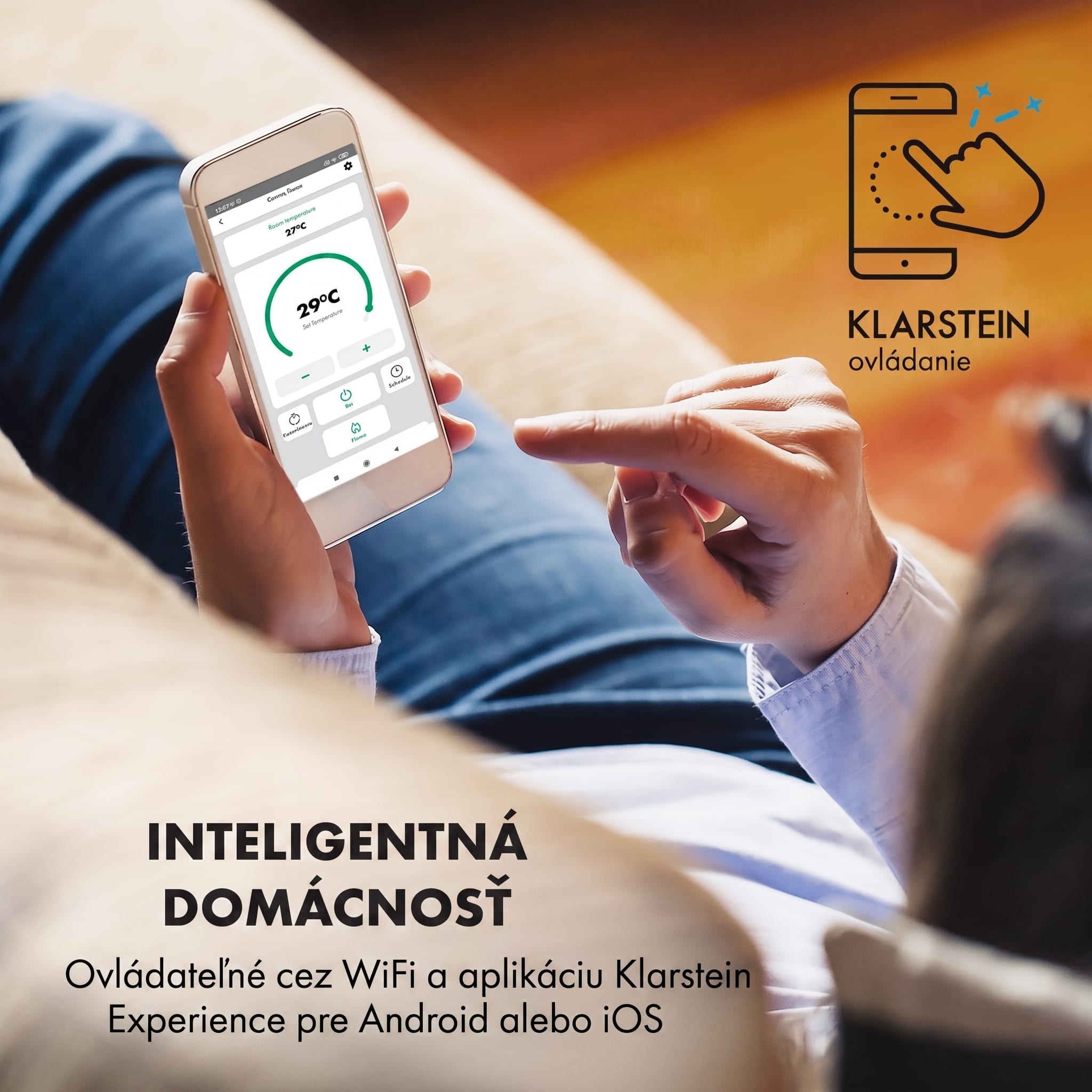 Klarstein Bormio S Smart, elektrický krb, 900/1800 W, termostat, týždenný časovač, čierny – Obrázok 2