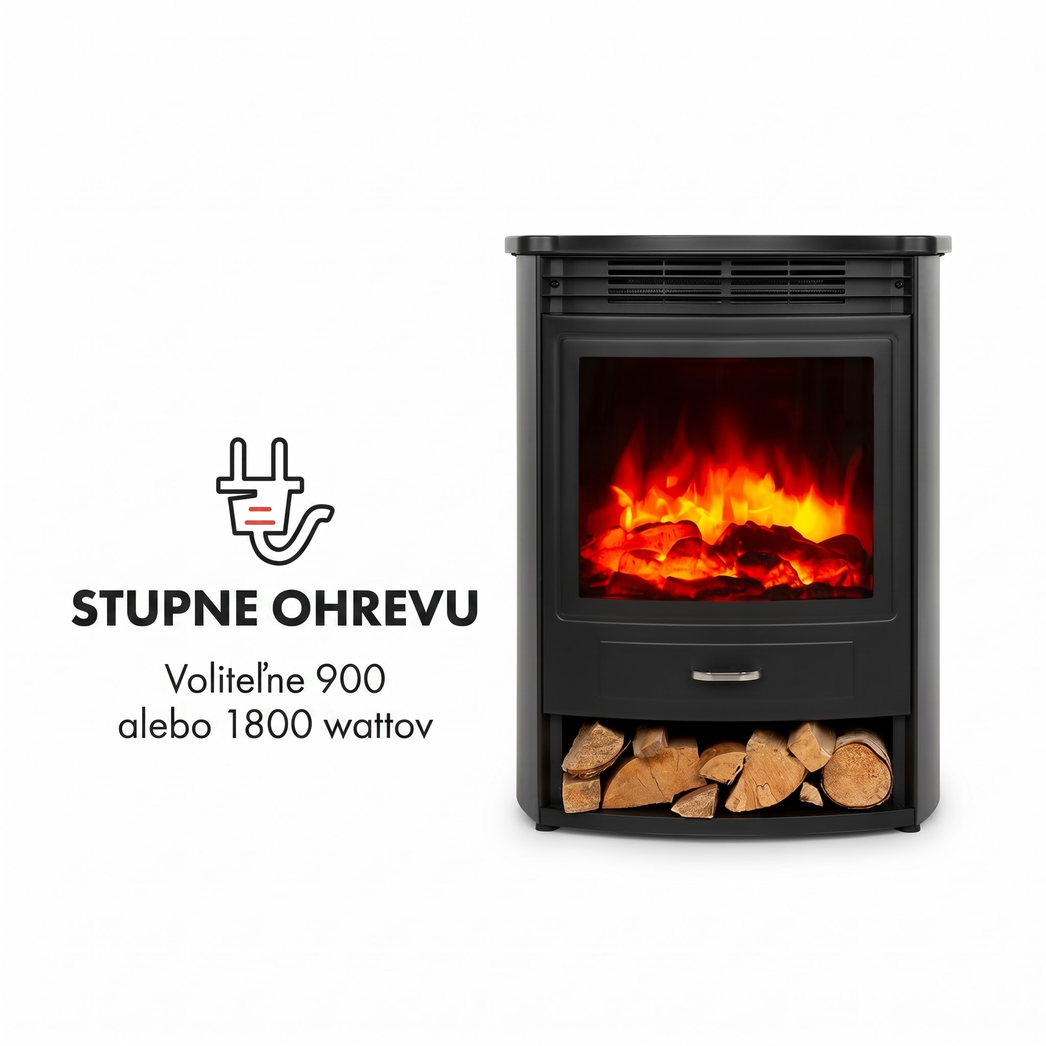 Klarstein Bormio S Smart, elektrický krb, 900/1800 W, termostat, týždenný časovač, čierny – Obrázok 4