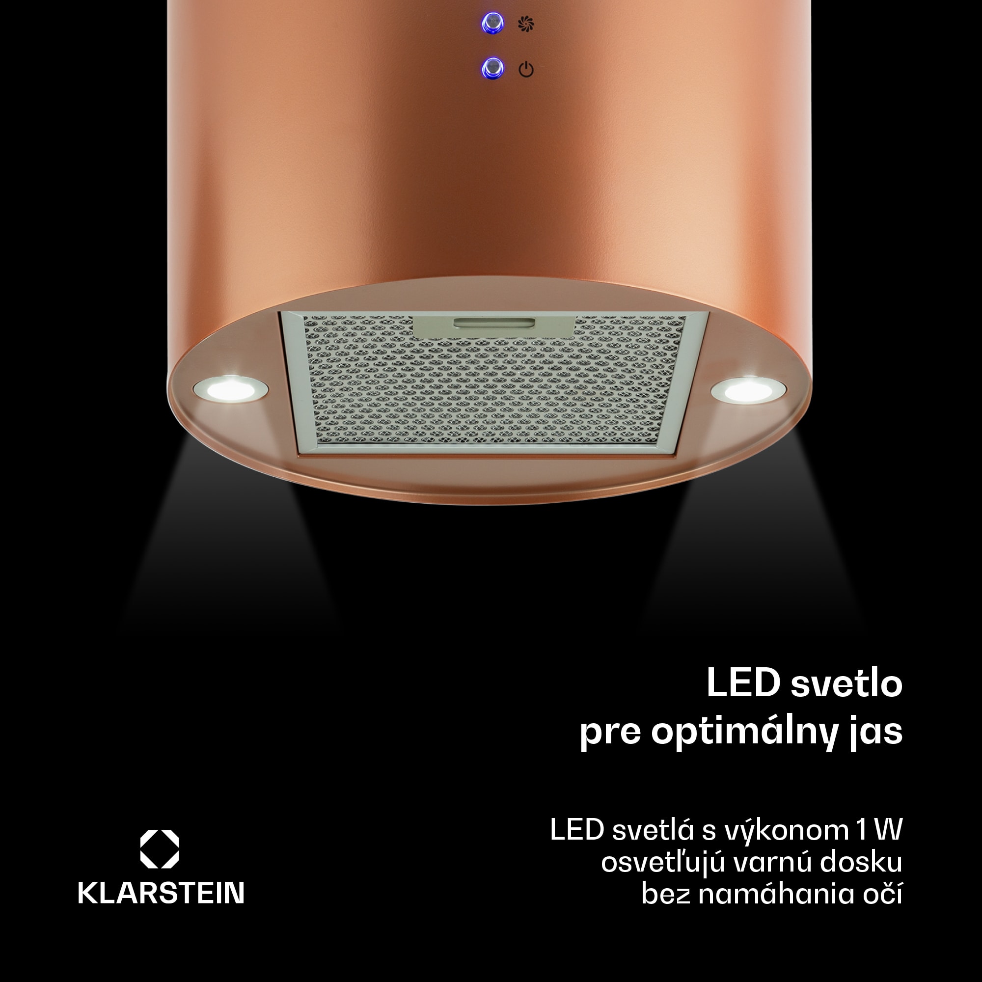Klarstein Odsávač pár Barett v ostrovnom vyhotovení, Ø35 cm, recirkulačný režim, 522 m³/h, LED osvetlenie, filter s aktívnym uhlím – Obrázok 4