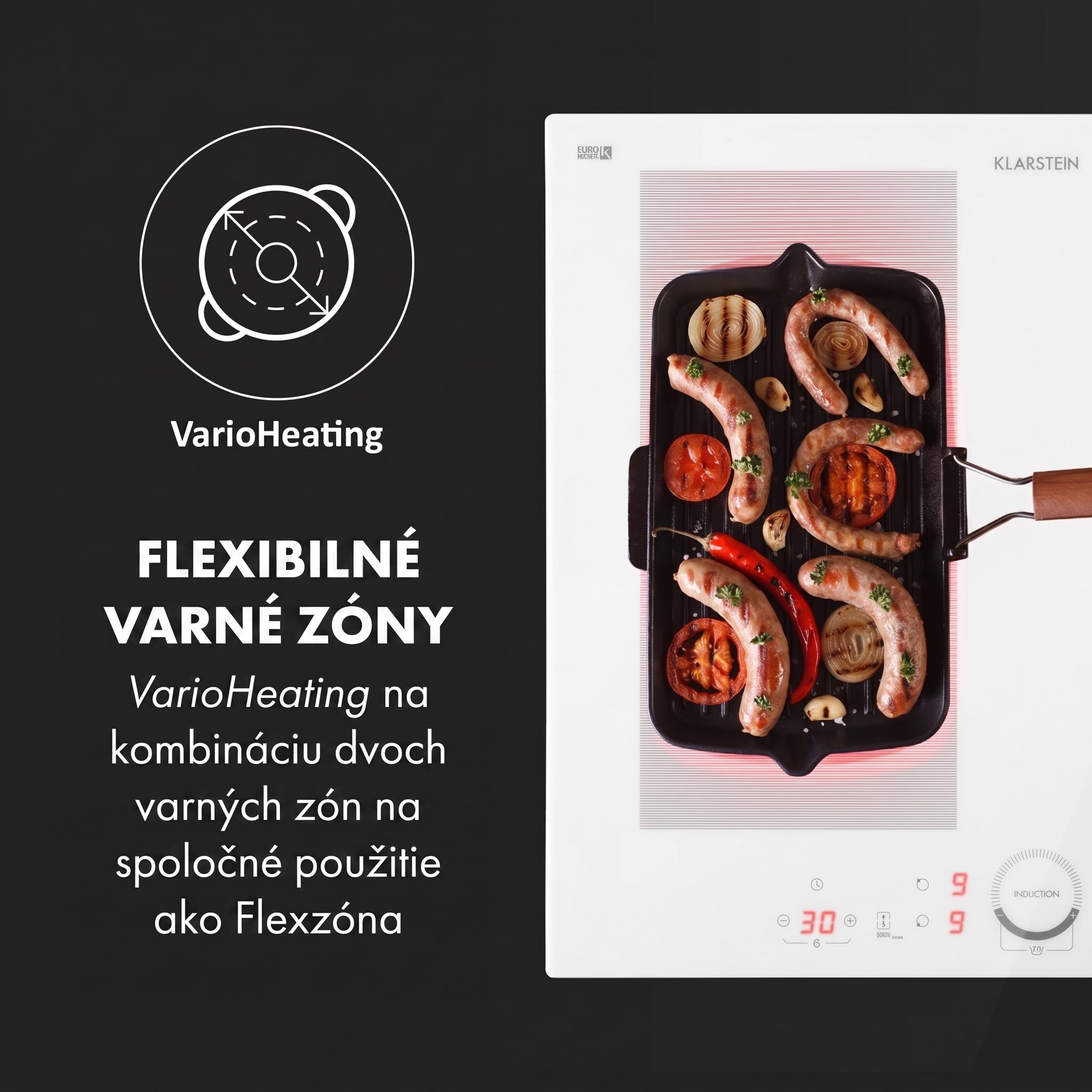 Klarstein Delicatessa 60 Hybrid, vstavaná indukčná varná doska, 7000 W, 4 zóny – Obrázok 3