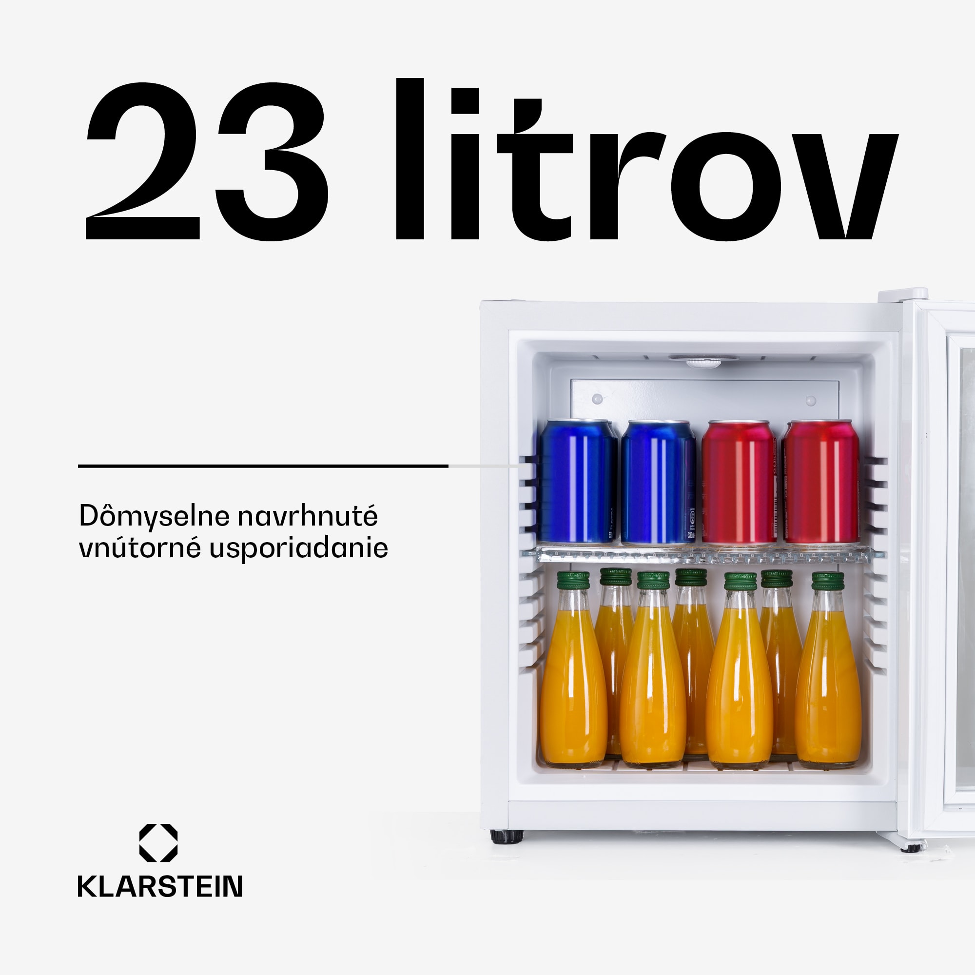 Klarstein Brooklyn 23, mini chladnička, sklenené dvierka, LED osvetlenie, police – Obrázok 2