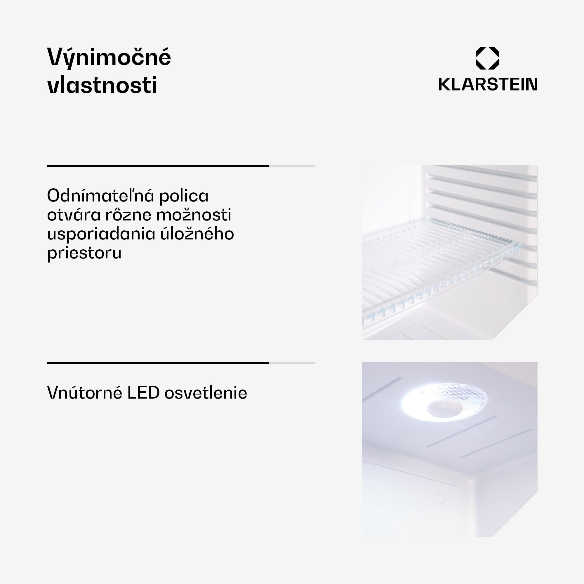Klarstein Brooklyn 23, mini chladnička, sklenené dvierka, LED osvetlenie, police – Obrázok 5