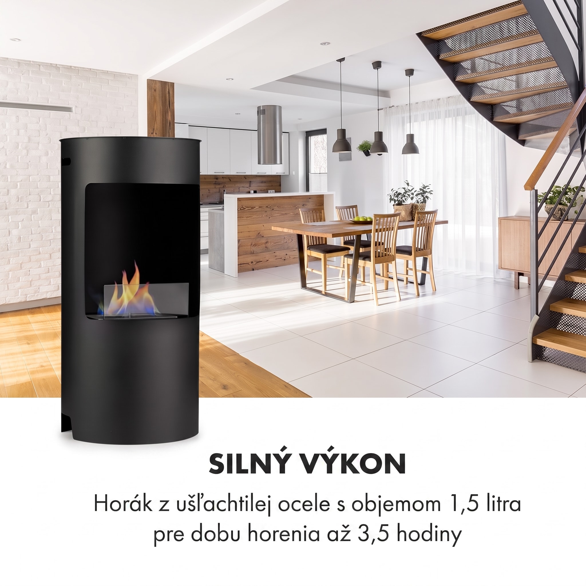 Klarstein Phantasma Niro, etanolový krb, bezpečnostný horák, hasiaca pomôcka, doba horenia 2 h – Obrázok 5