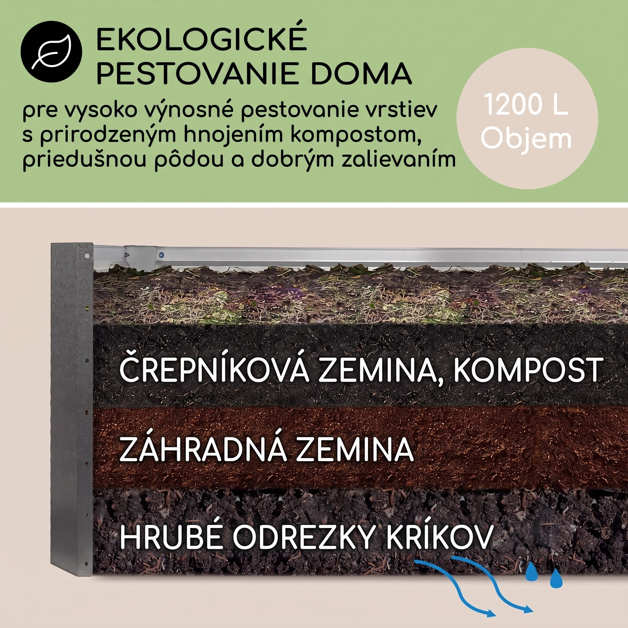 Blumfeldt High Grow Straight vyvýšený záhon 200x60x100 cm 1200 l oceľ – Obrázok 4