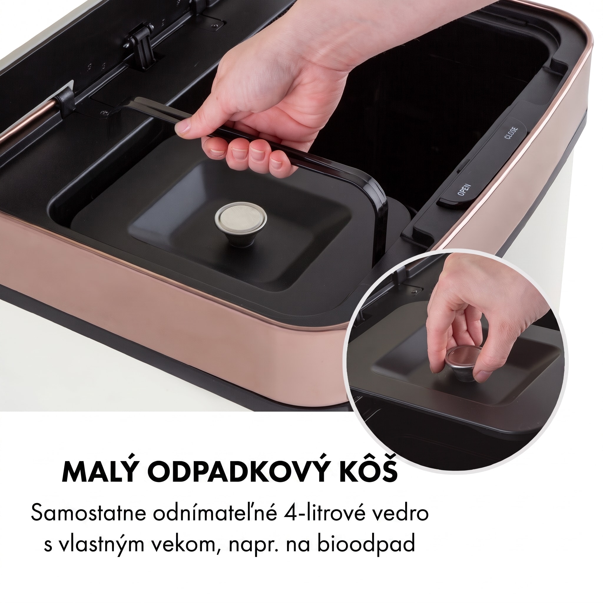 Klarstein Royal Trash Rose Gold, odpadkový kôš so senzorom, 72 l, ušľachtilá oceľ, ružovozlatá – Obrázok 4