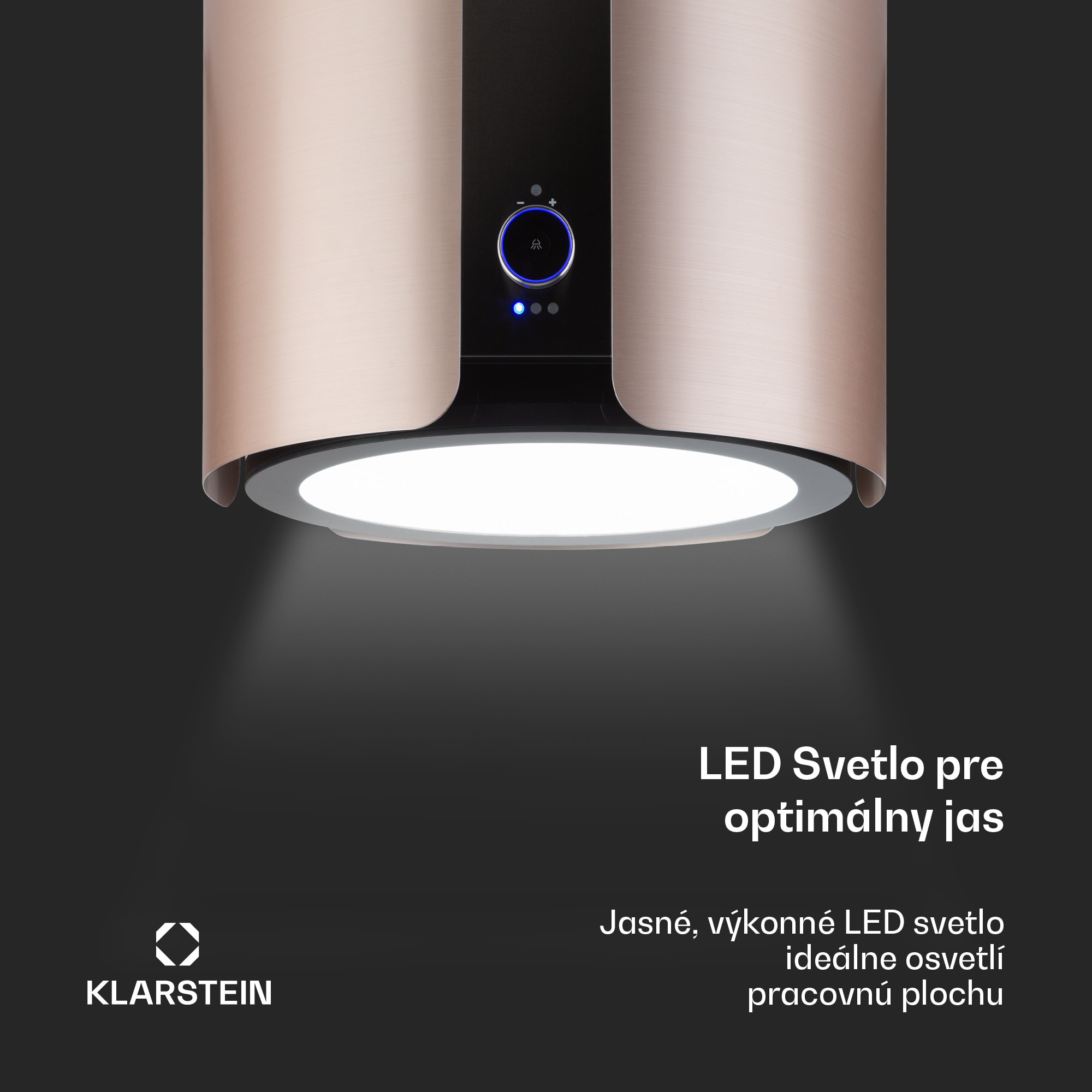 Klarstein Skyfall, digestor, 45 cm, ostrovčekový, 413 m³/h, LED, nehrdzavejúca oceľ, zlatý – Obrázok 4