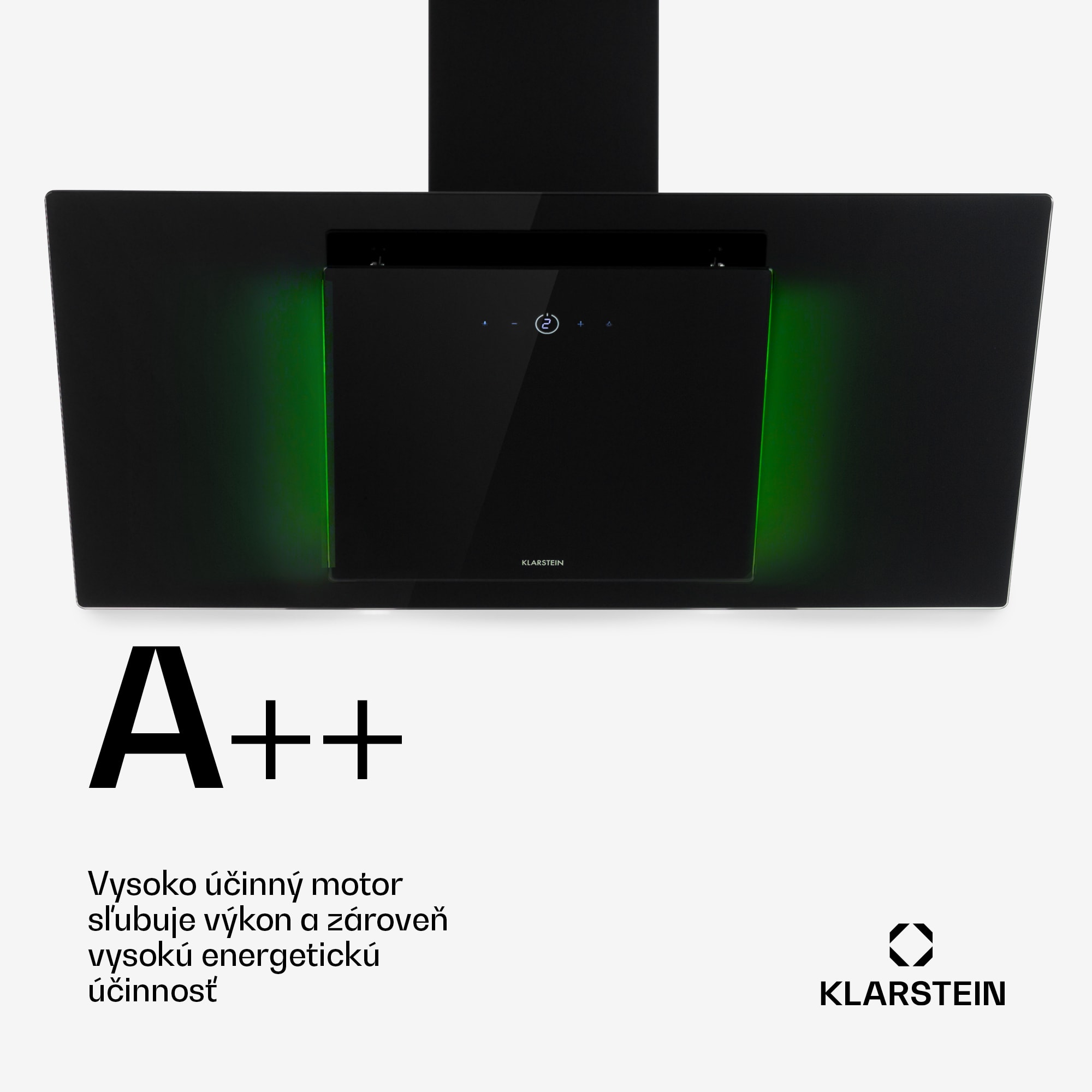 Klarstein Eleonora 90, digestor, 90 cm, nastenný, 420 m³/h, dotykový panel, LED, A++, čierny – Obrázok 3