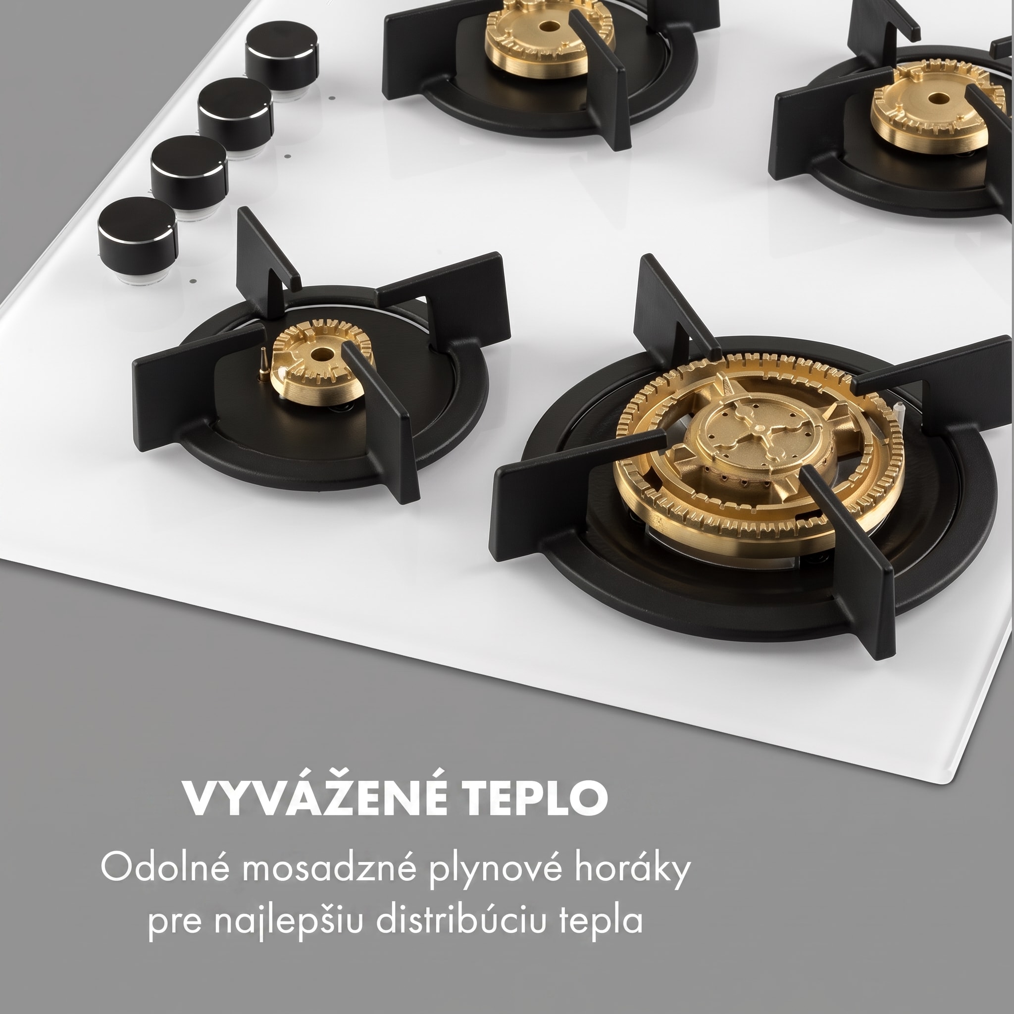 Klarstein Goldflame 4, plynová varná doska, 4 mosadzné horáky, sklokeramika – Obrázok 2