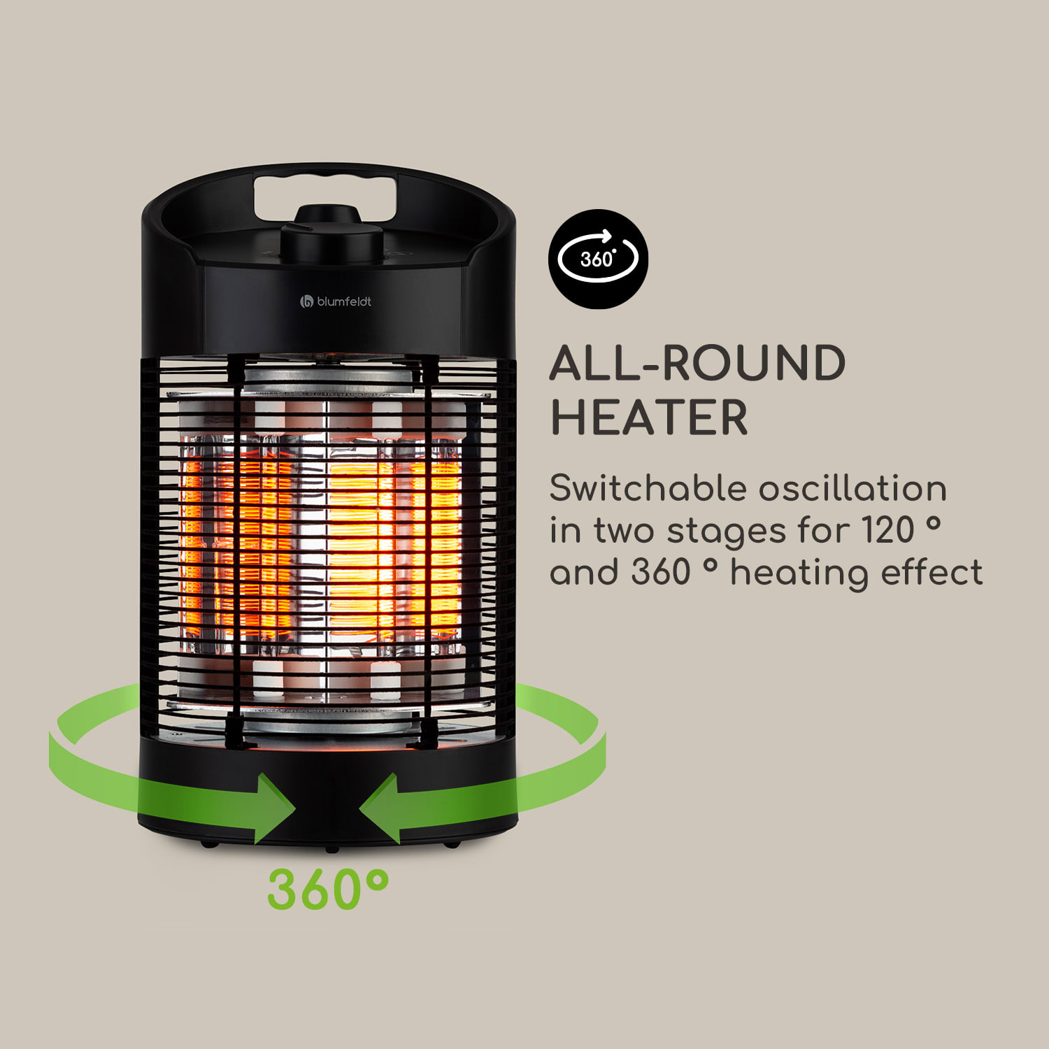 Blumfeldt Heat Guru 360 Mini, infračervený ohrievač, 700/350 W, oscilácia, čierny – Obrázok 5