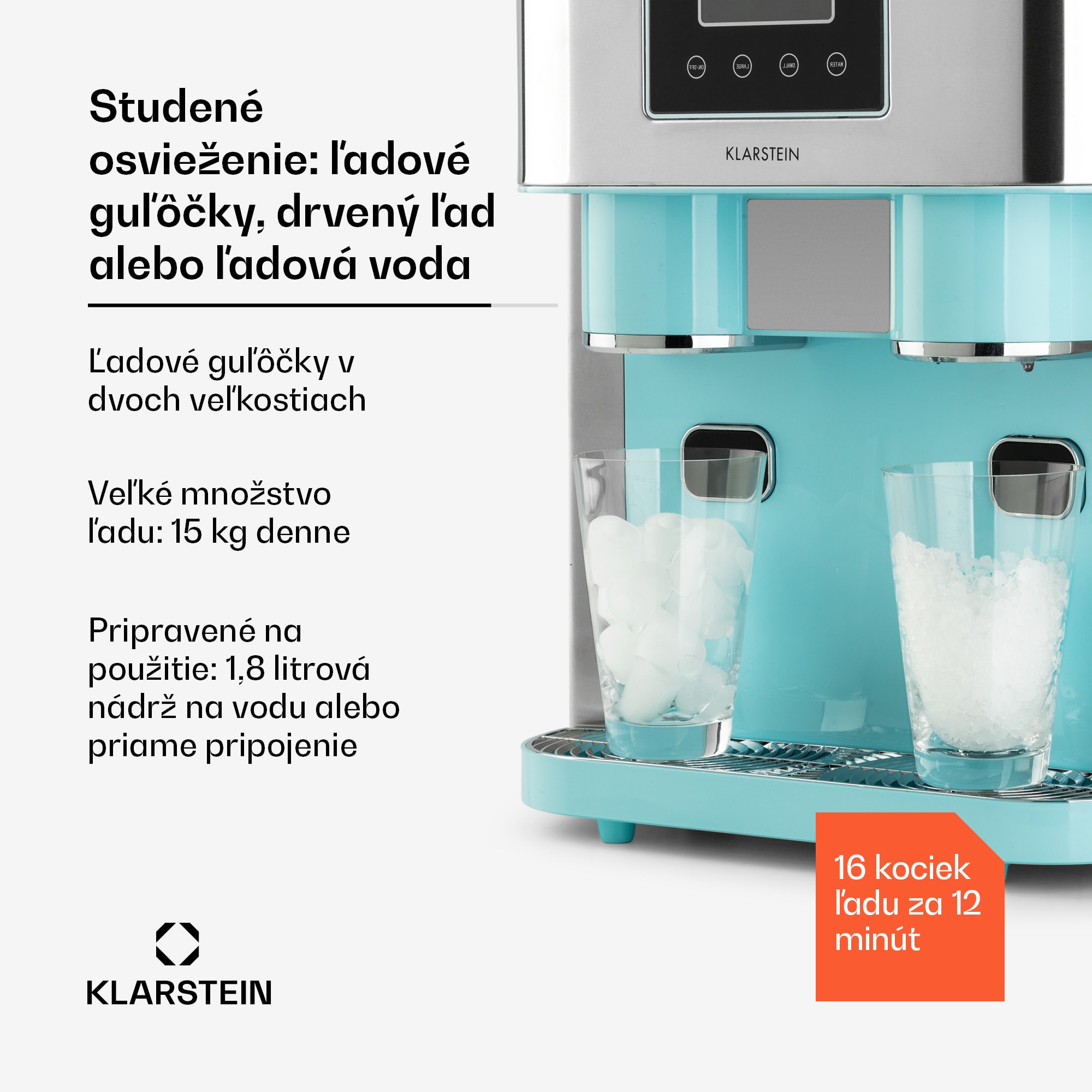 Klarstein Eiszeit Crush, výrobník ľadu, 2 veľkosti, drvený ľad – Obrázok 2