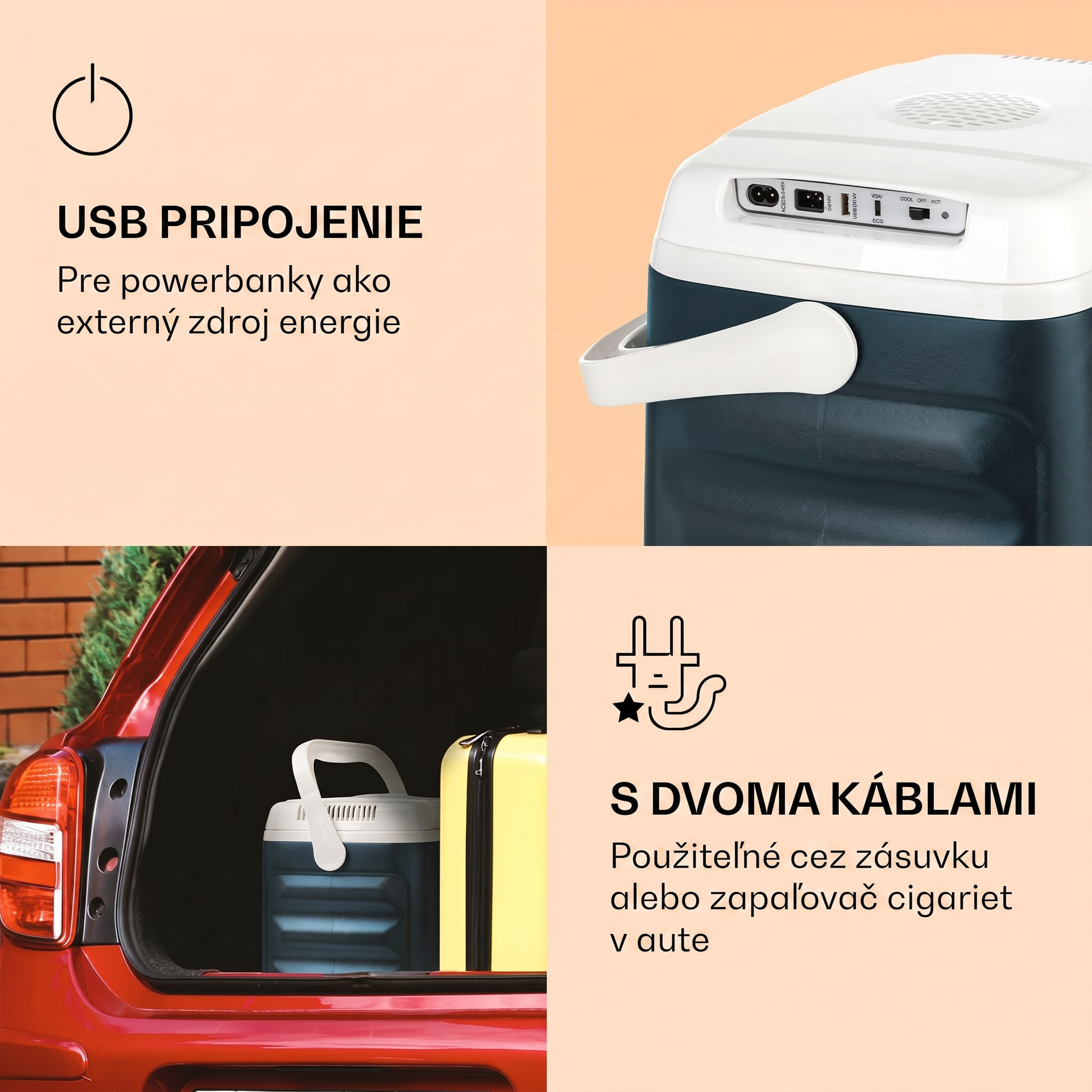 Klarstein BeerBelly 21, autochladnička, elektrický chladiaci box, funkcia chladenia a udržiavania tepla, USB port, režim ECO – Obrázok 3