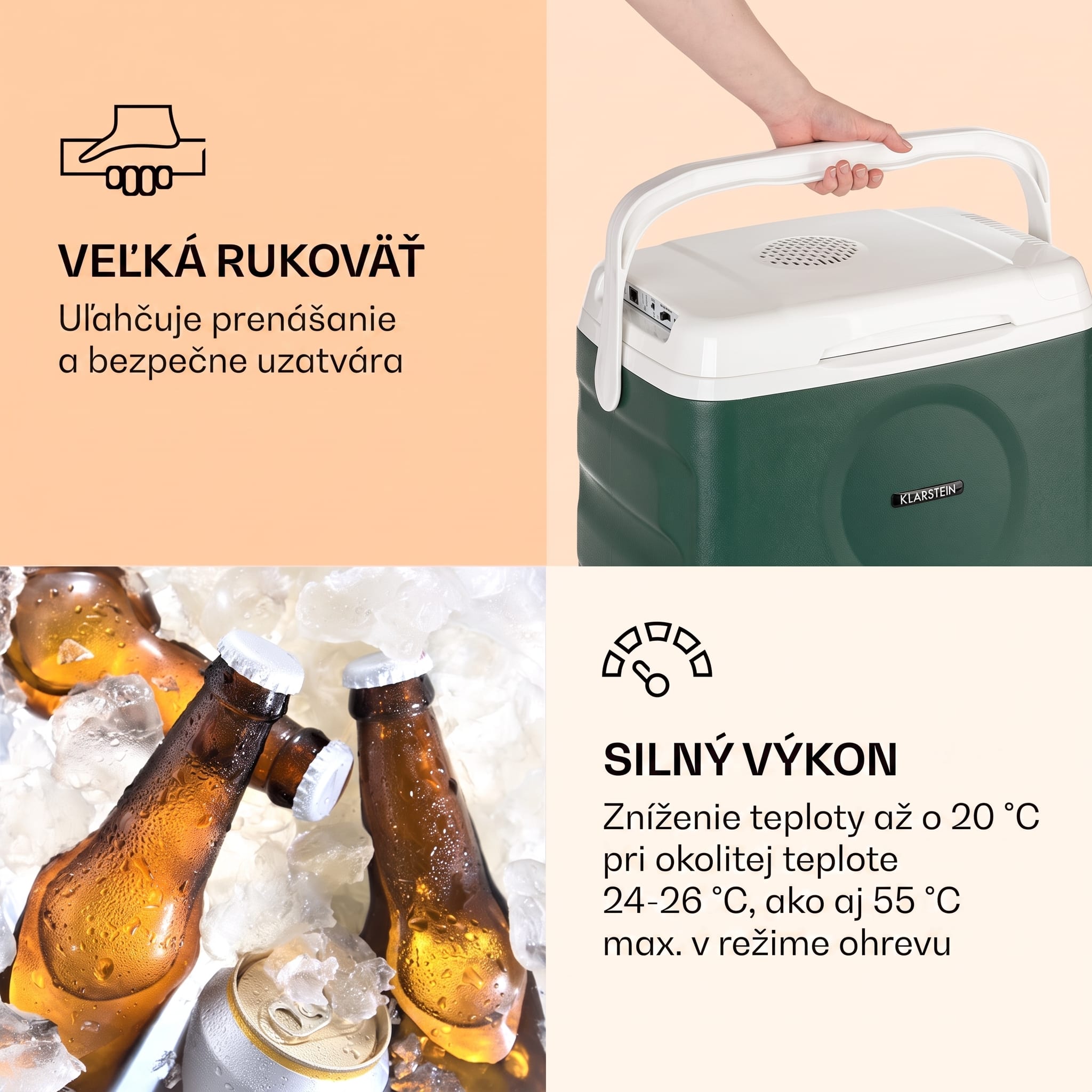 Klarstein BeerBelly 21, autochladnička, elektrický chladiaci box, funkcia chladenia a udržiavania tepla, USB port, režim ECO – Obrázok 5