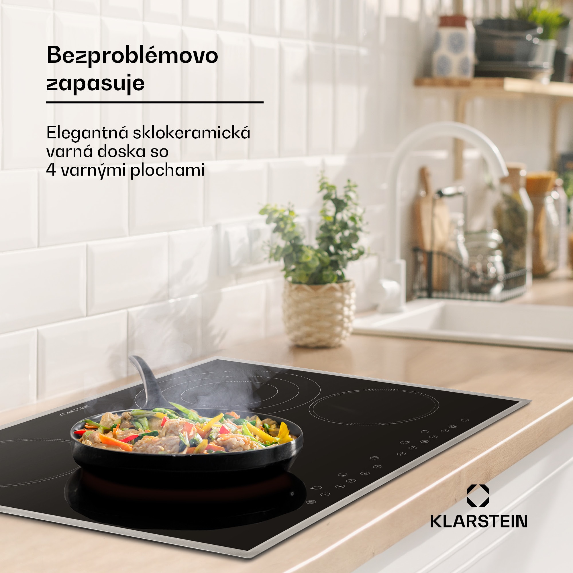 Klarstein Virtuosa 4, sklokeramická varná doska, 6500 W, 4 platničky, rám z nehrdzavejúcej ocele – Obrázok 2