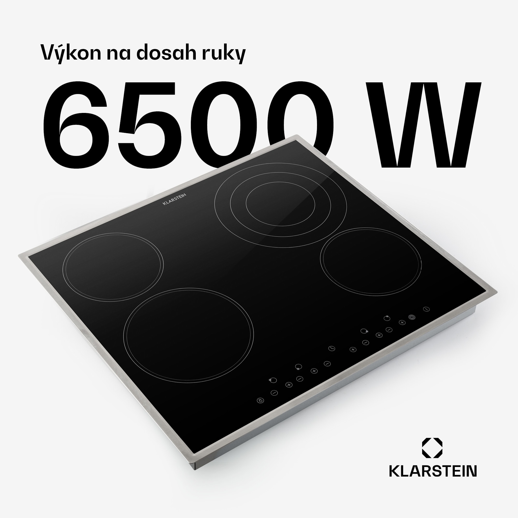 Klarstein Virtuosa 4, sklokeramická varná doska, 6500 W, 4 platničky, rám z nehrdzavejúcej ocele – Obrázok 3