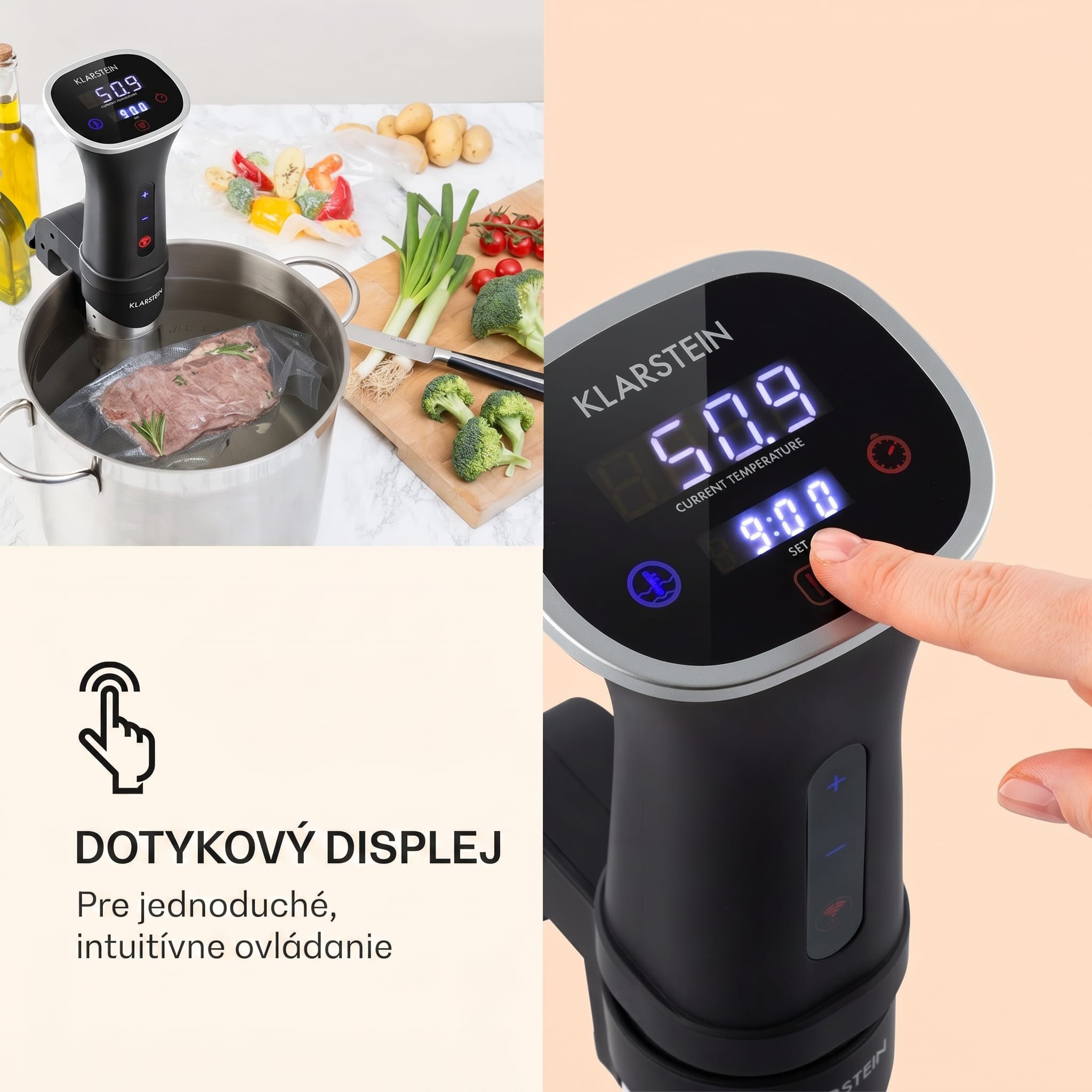 Klarstein Quickstick Smart, Sous Vide varič, 1200 W, 20-95 °C, 3D cirkulácia – Obrázok 4