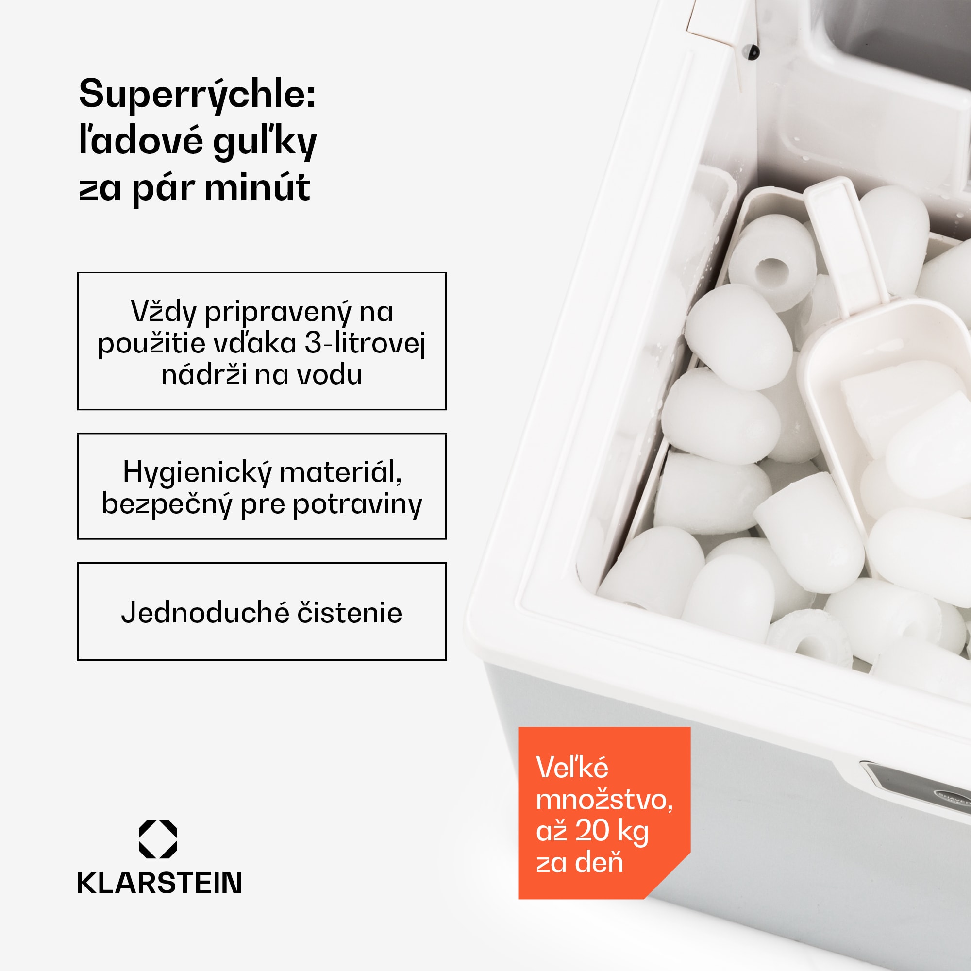 Klarstein Icefestival Bullet, výrobník ľadu, 195 W, nádrž 1,9 l, 20 kg/24 h – Obrázok 2