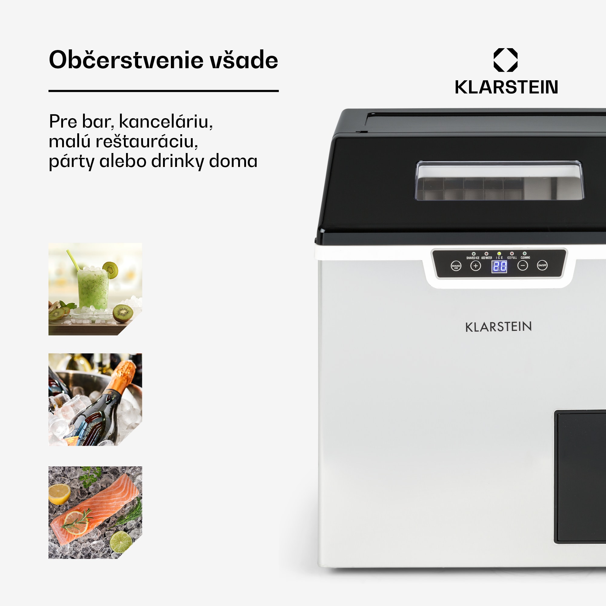Klarstein Icefestival Cube, výrobník ľadu, 195 W, nádrž 1,9 l, 20 kg/24 h – Obrázok 3